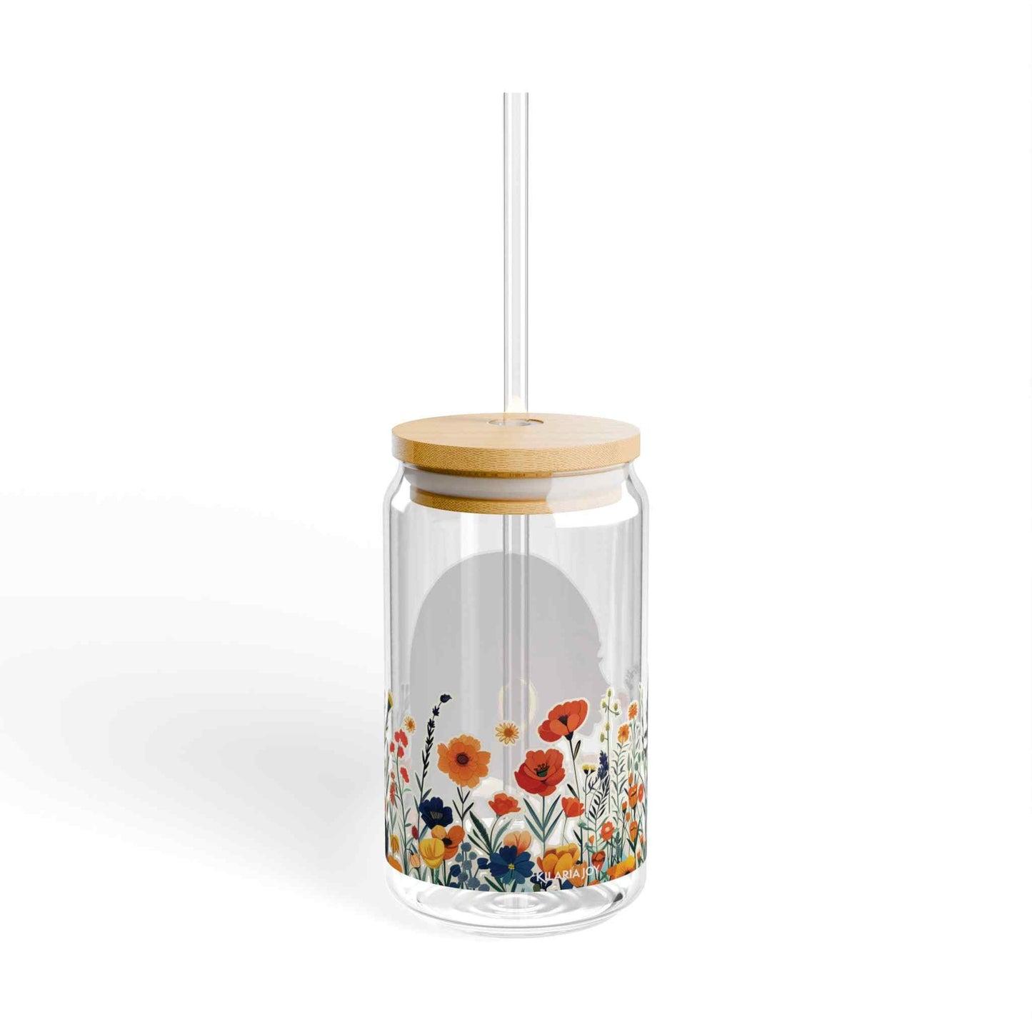 Spring Reflections Sipper Glass with Lid, 16oz