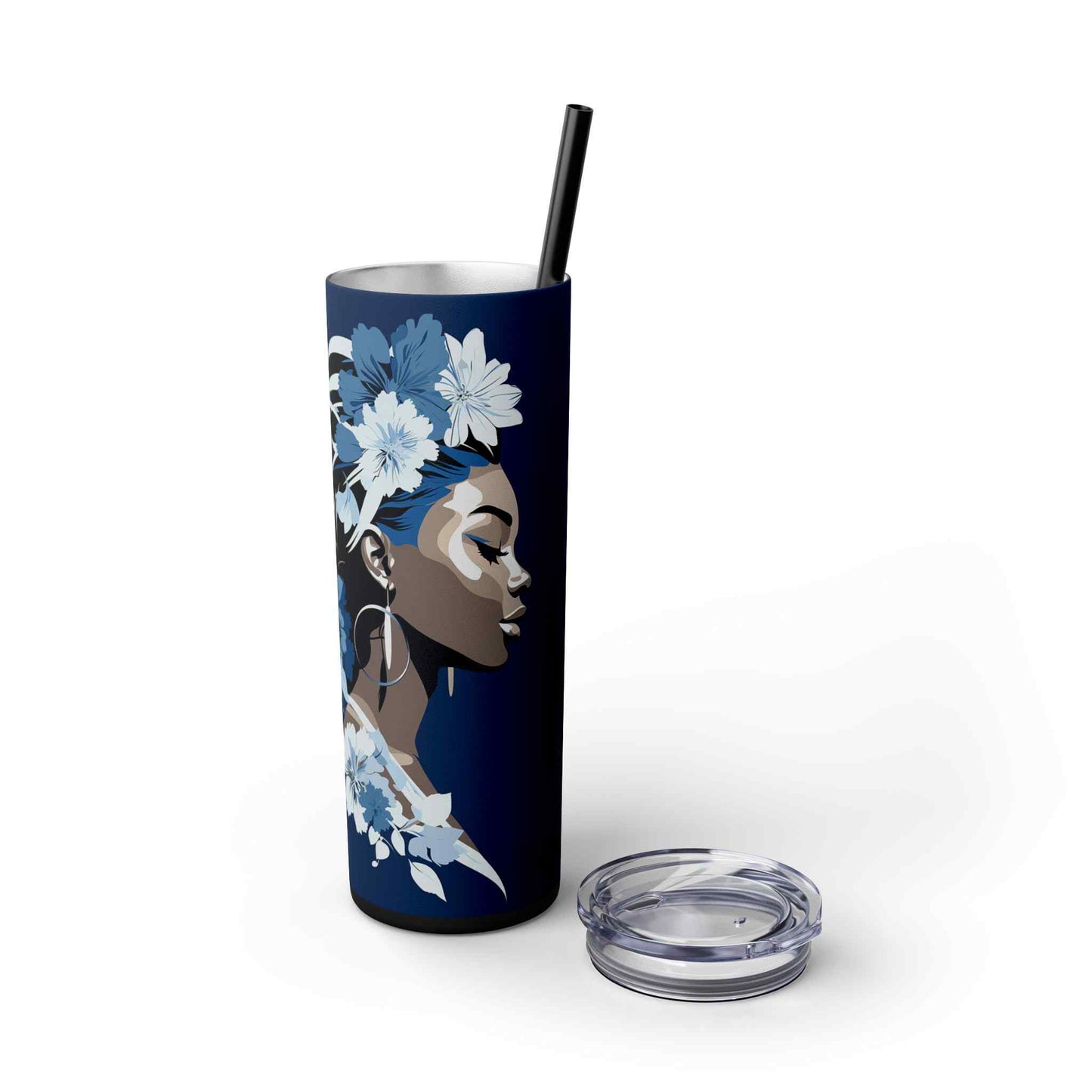 Cobalt Contemplation Skinny Tumbler with Straw, 20oz