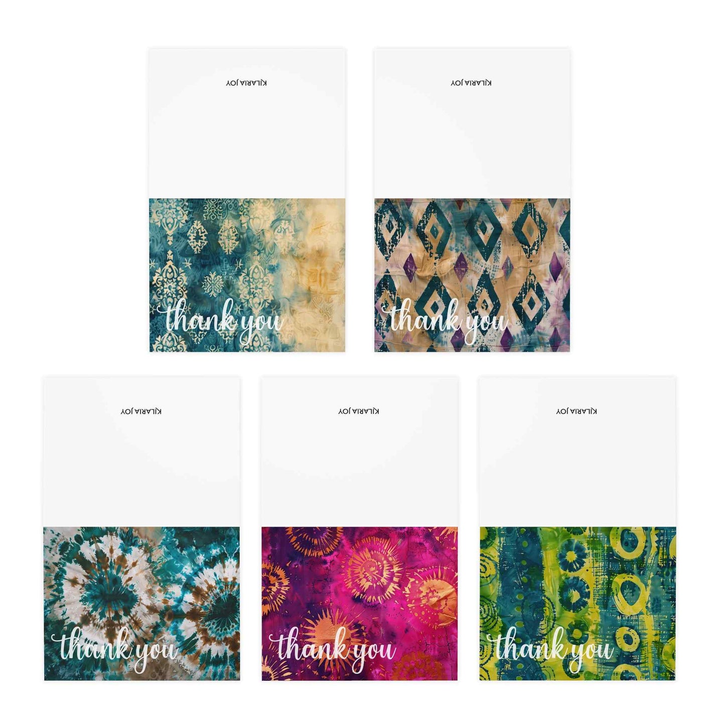 Bright Batik Multi-Design Thank You Cards (5-Pack)