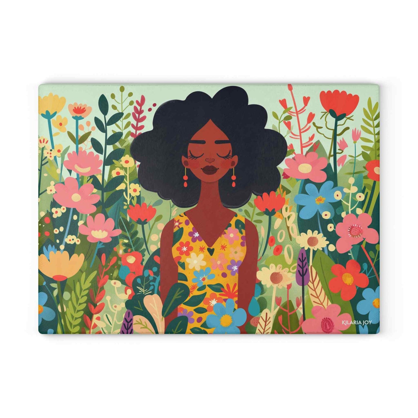 Peaceful Petals Premium Glass Cutting Board