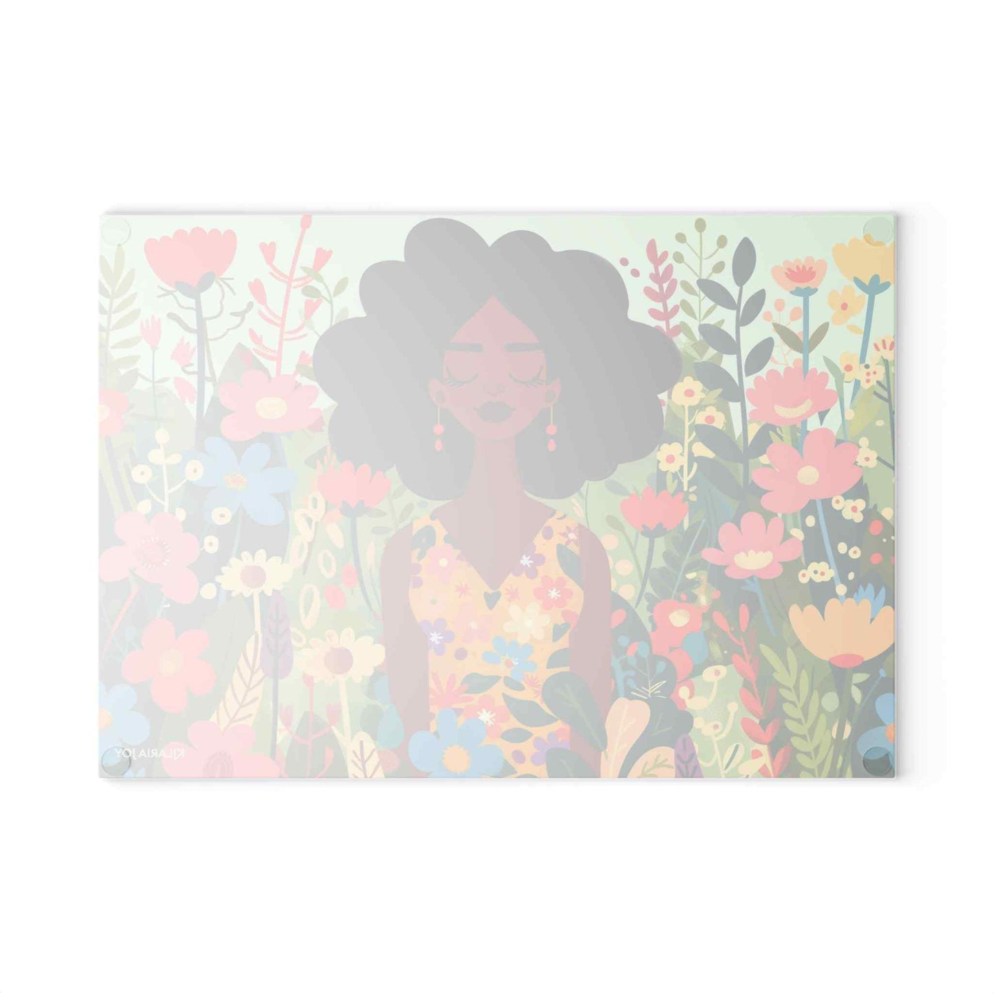 Peaceful Petals Premium Glass Cutting Board