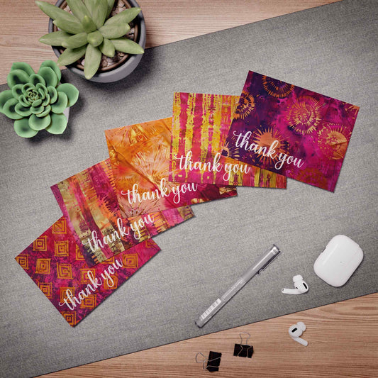 Blissful Batik Multi-Design Thank You Cards (5-Pack)
