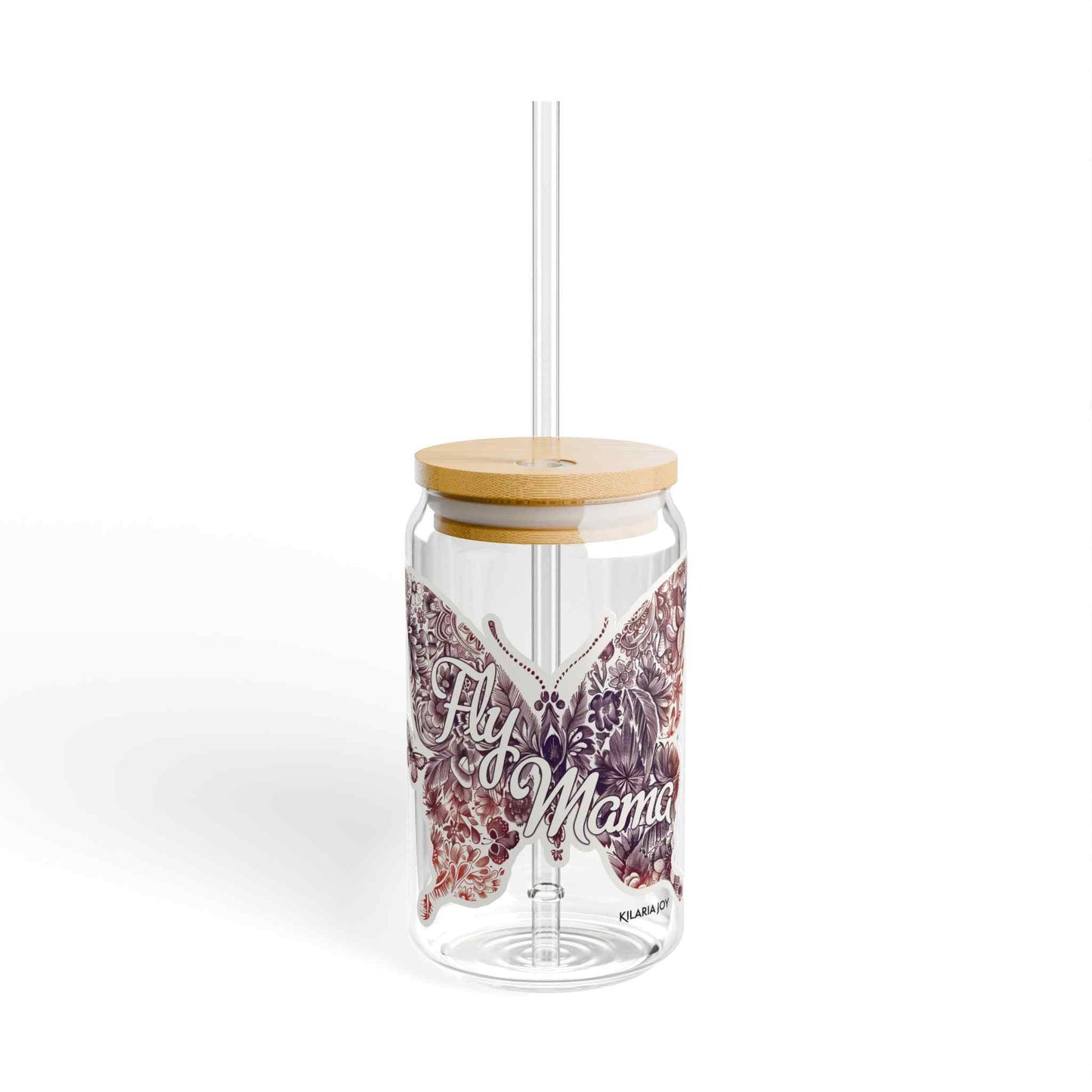 Fly Mama Sipper Glass with Lid, 16oz
