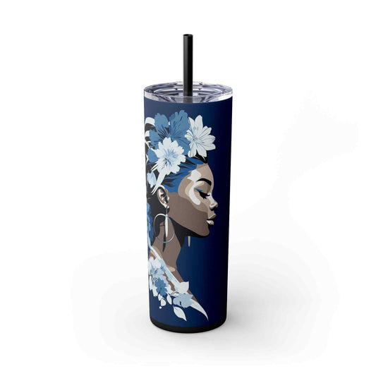 Cobalt Contemplation Skinny Tumbler with Straw, 20oz