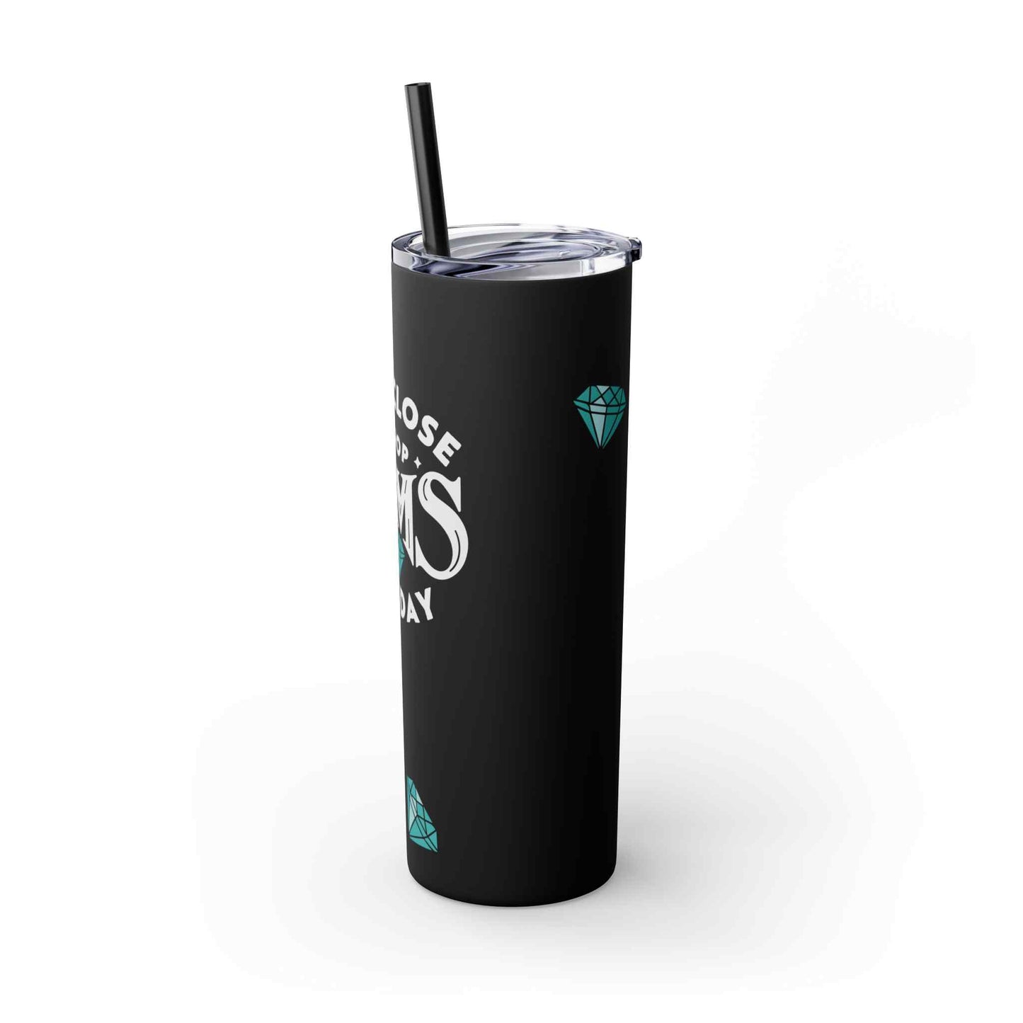 Dropping Gems Skinny Tumbler with Straw, 20oz