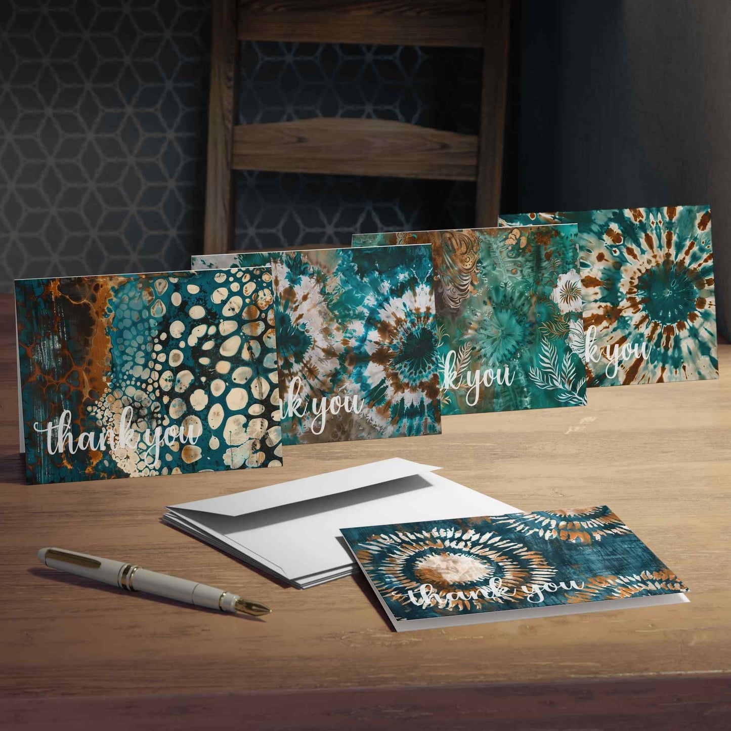 Tranquil Batik Multi-Design Thank You Cards (5-Pack)