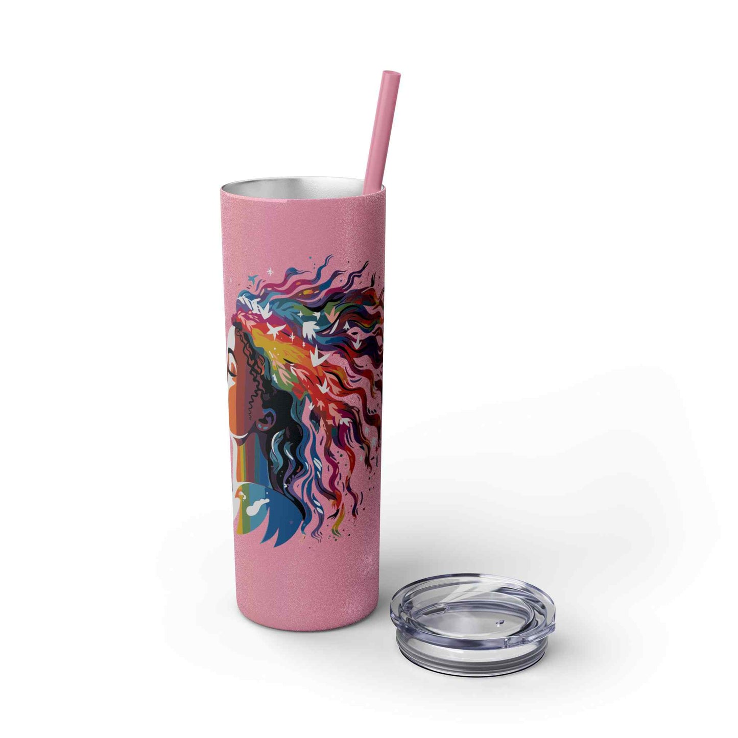 Blush Beauty Skinny Tumbler with Straw, 20oz