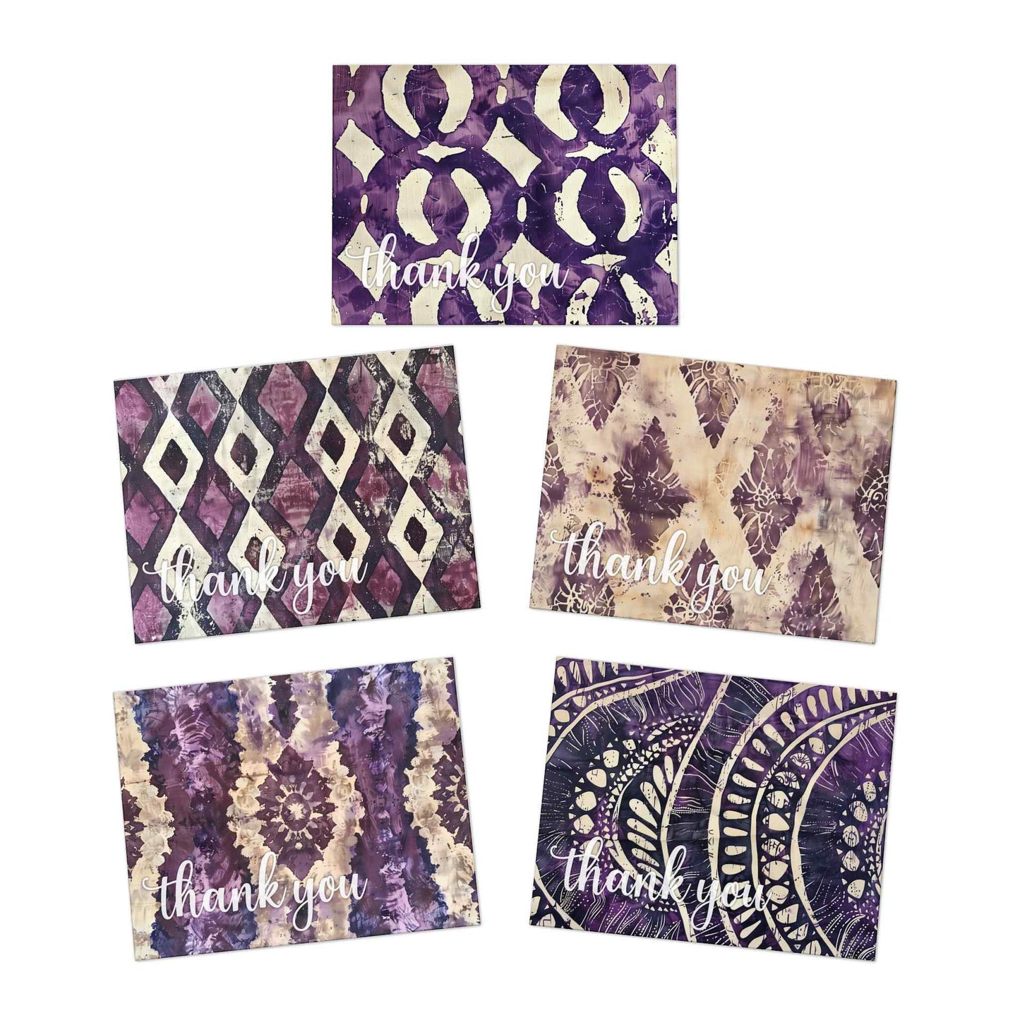 Amethyst in Batik Multi-Design Thank You Cards (5-Pack)
