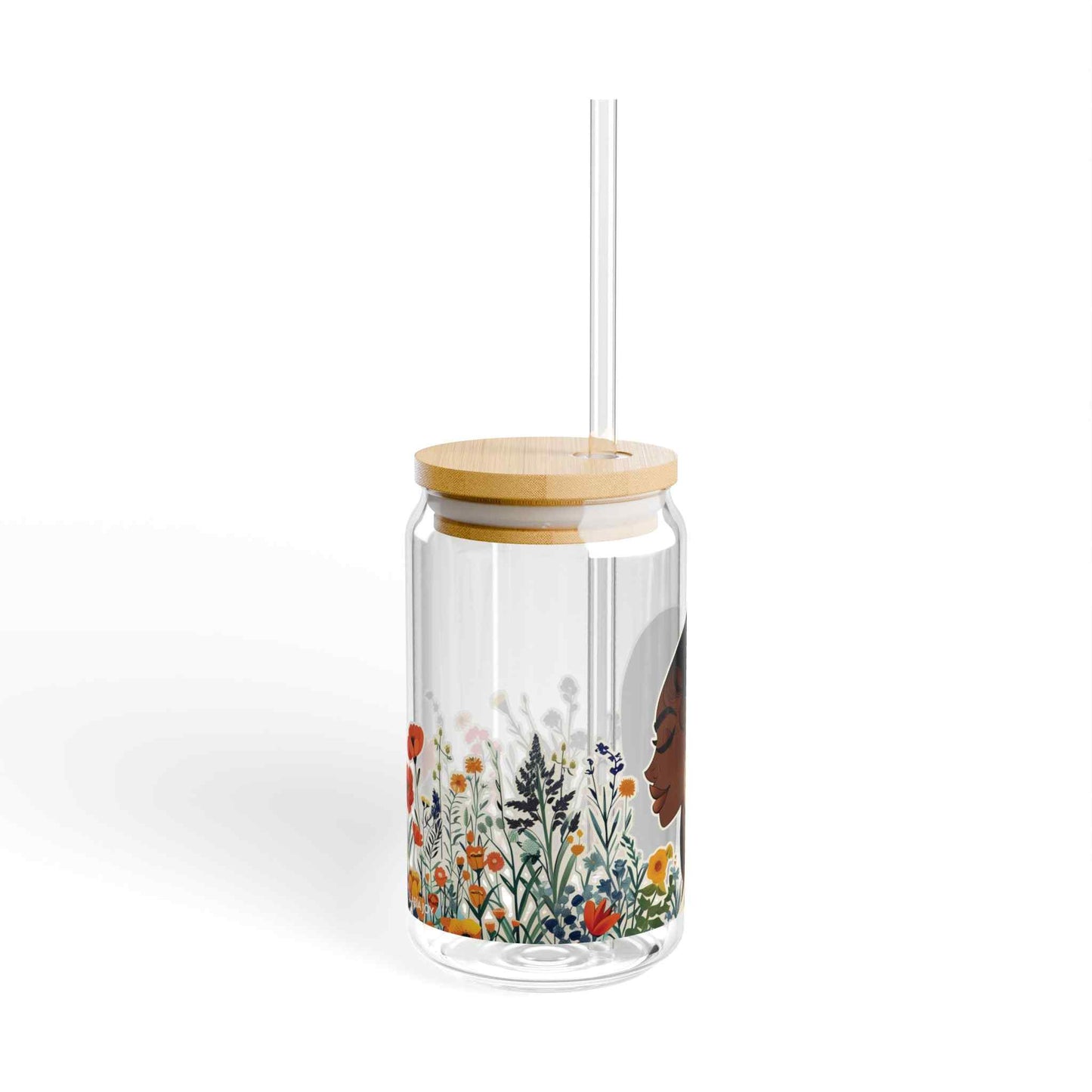 Spring Reflections Sipper Glass with Lid, 16oz