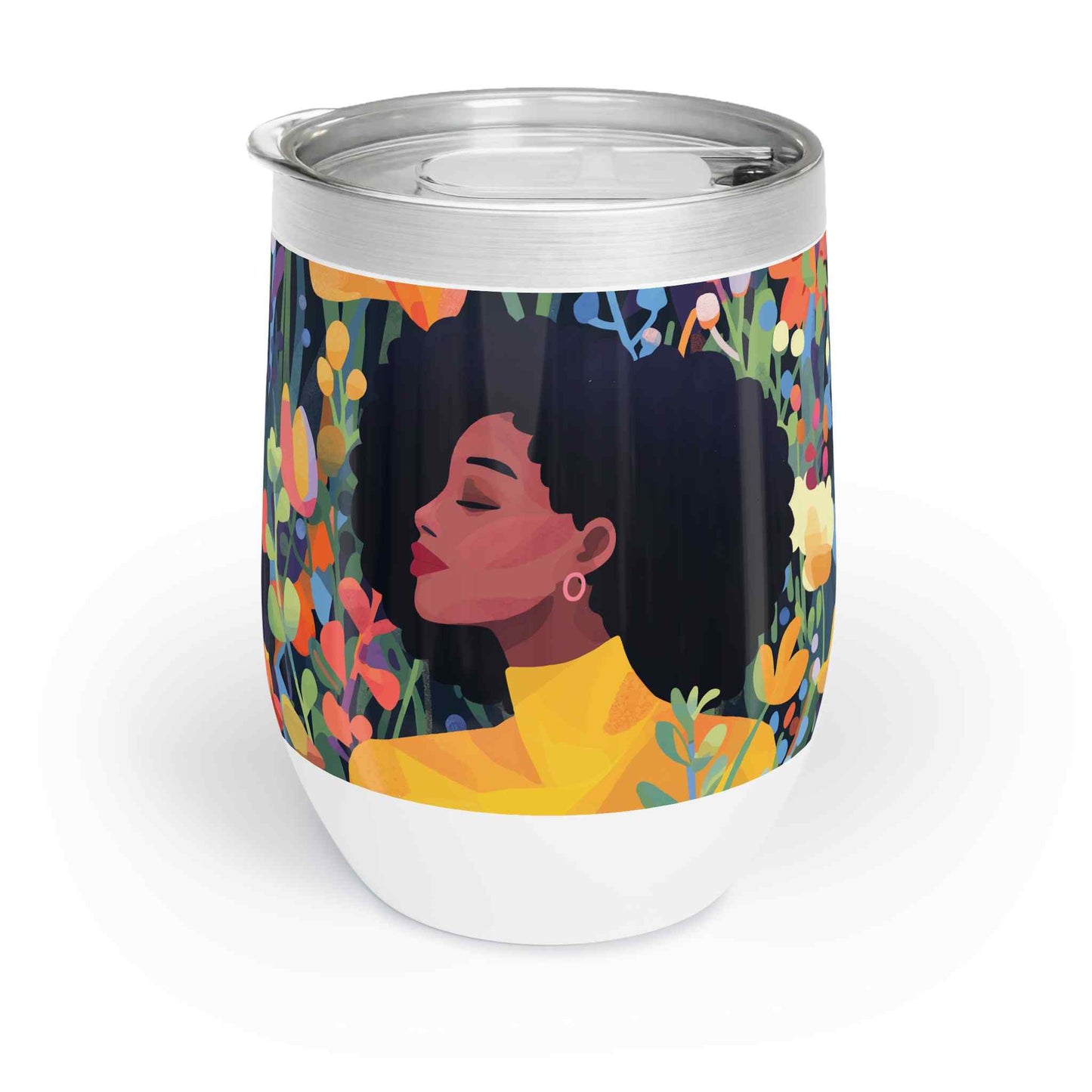 Garden Grace Wine Tumbler with Lid, 12oz