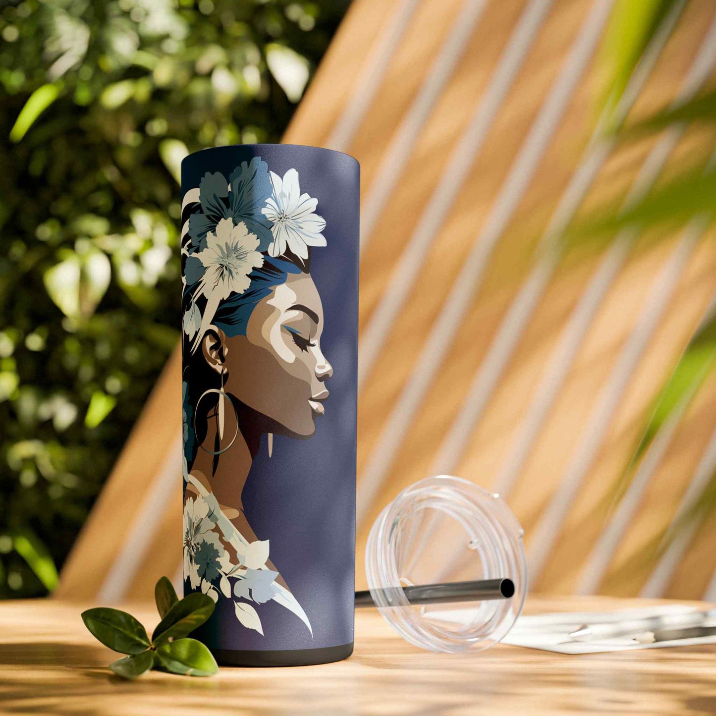 Cobalt Contemplation Skinny Tumbler with Straw, 20oz