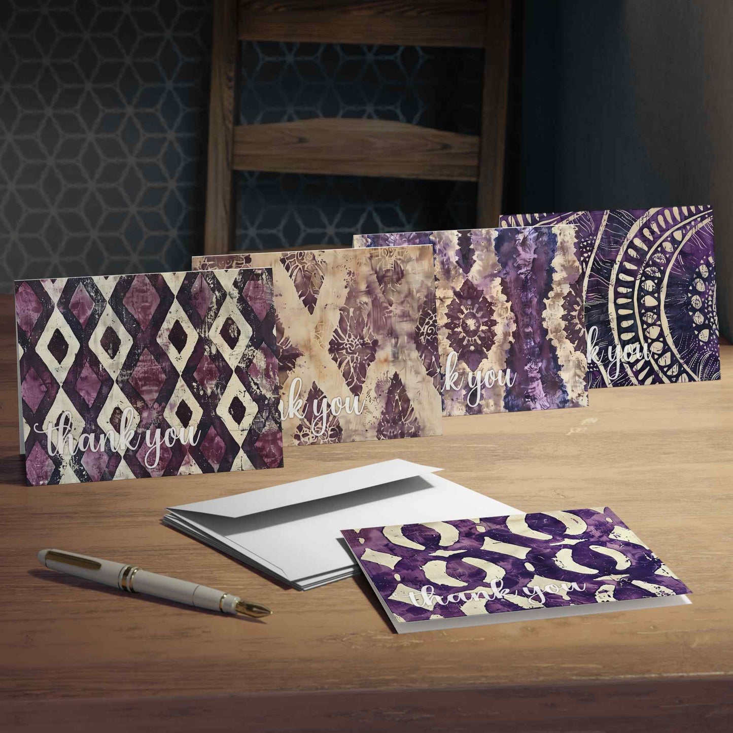Amethyst in Batik Multi-Design Thank You Cards (5-Pack)