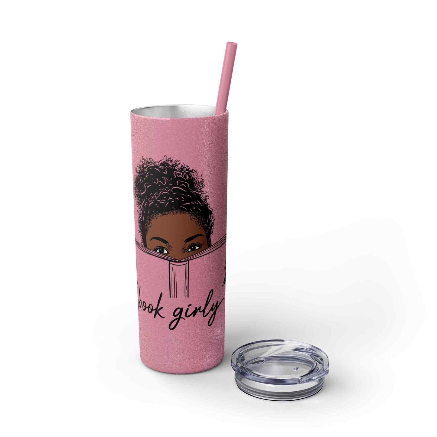 Book Girly Skinny Tumbler with Straw, 20oz