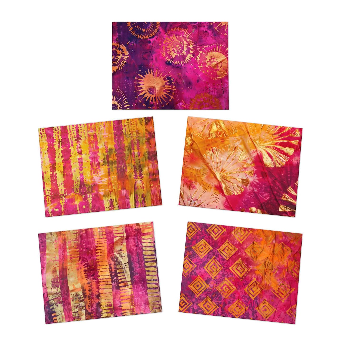 Blissful Batik Multi-Design Blank Note Cards (5-Pack)