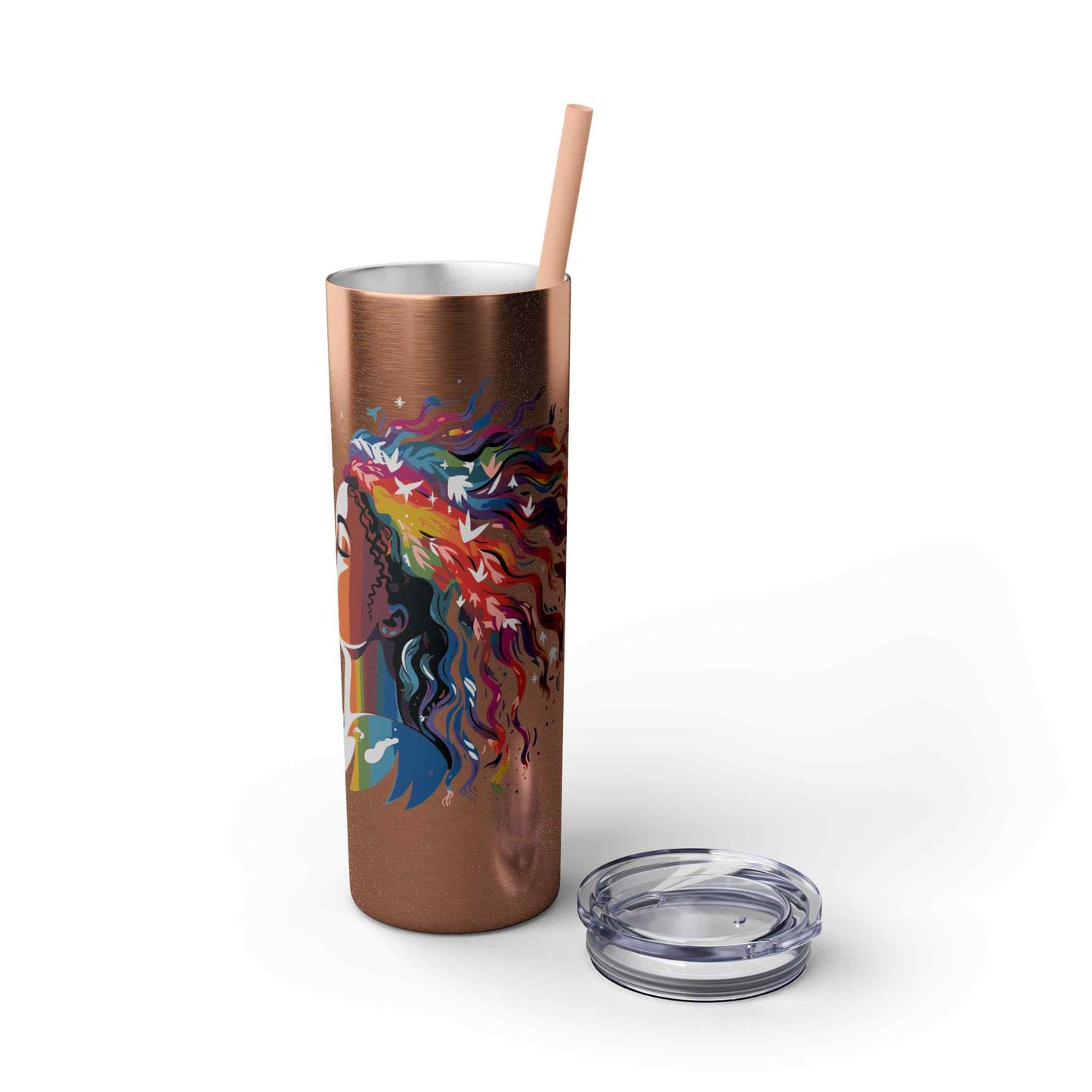 Blush Beauty Skinny Tumbler with Straw, 20oz