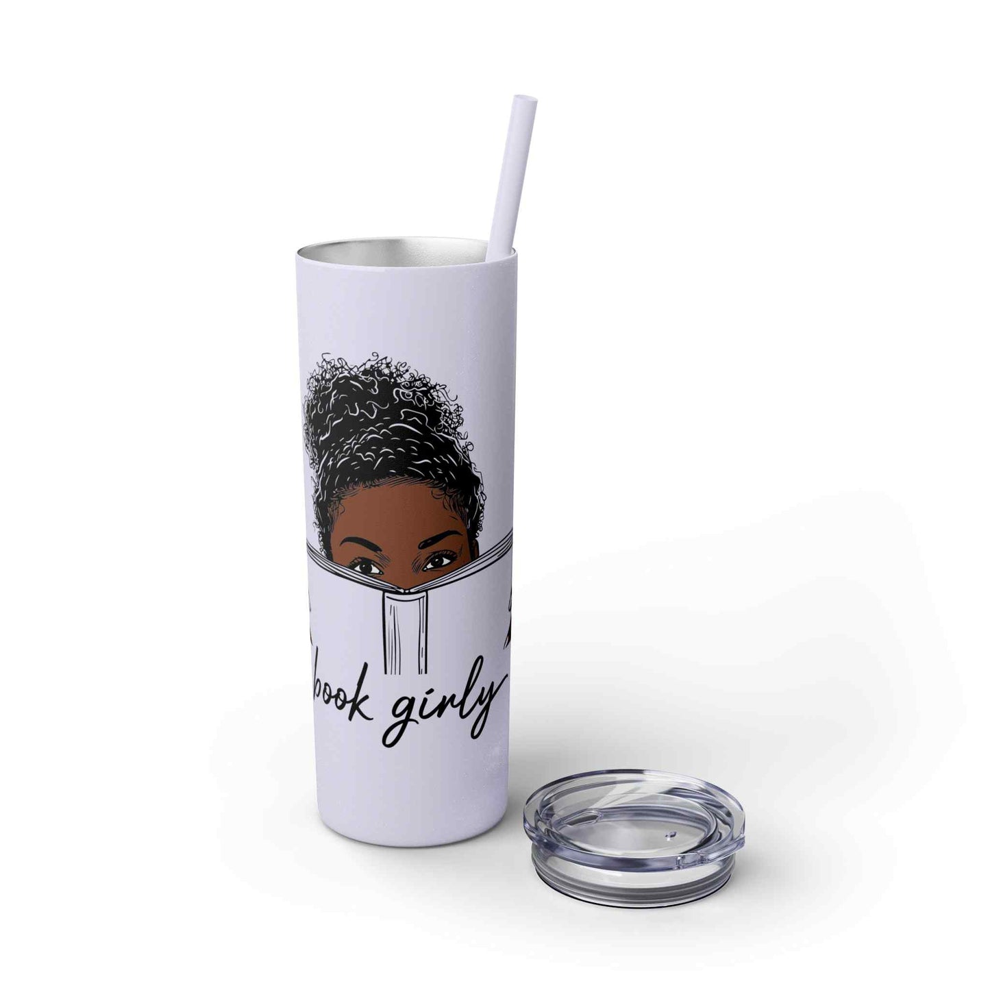 Book Girly Skinny Tumbler with Straw, 20oz