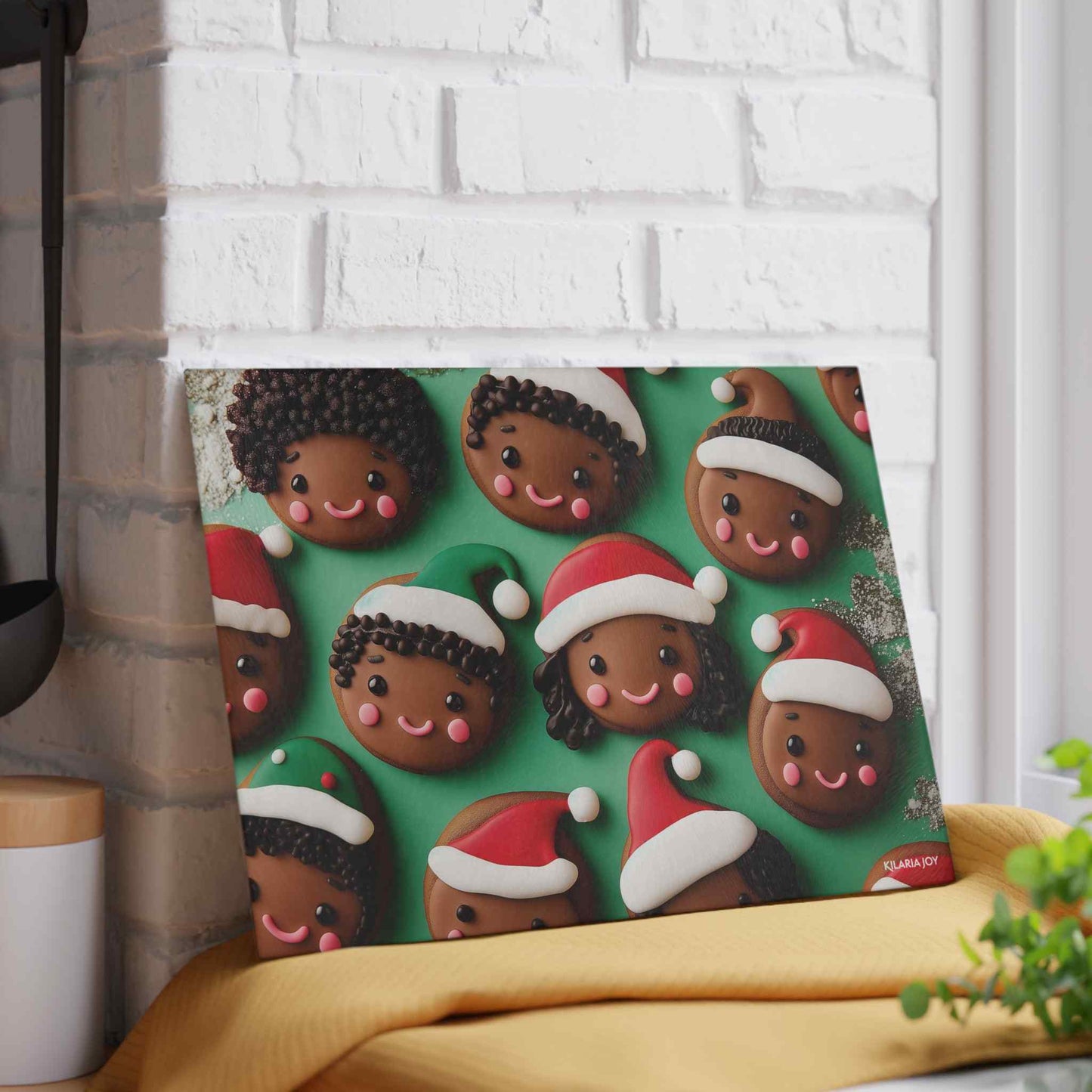 Merry Little Faces Premium Glass Cutting Board