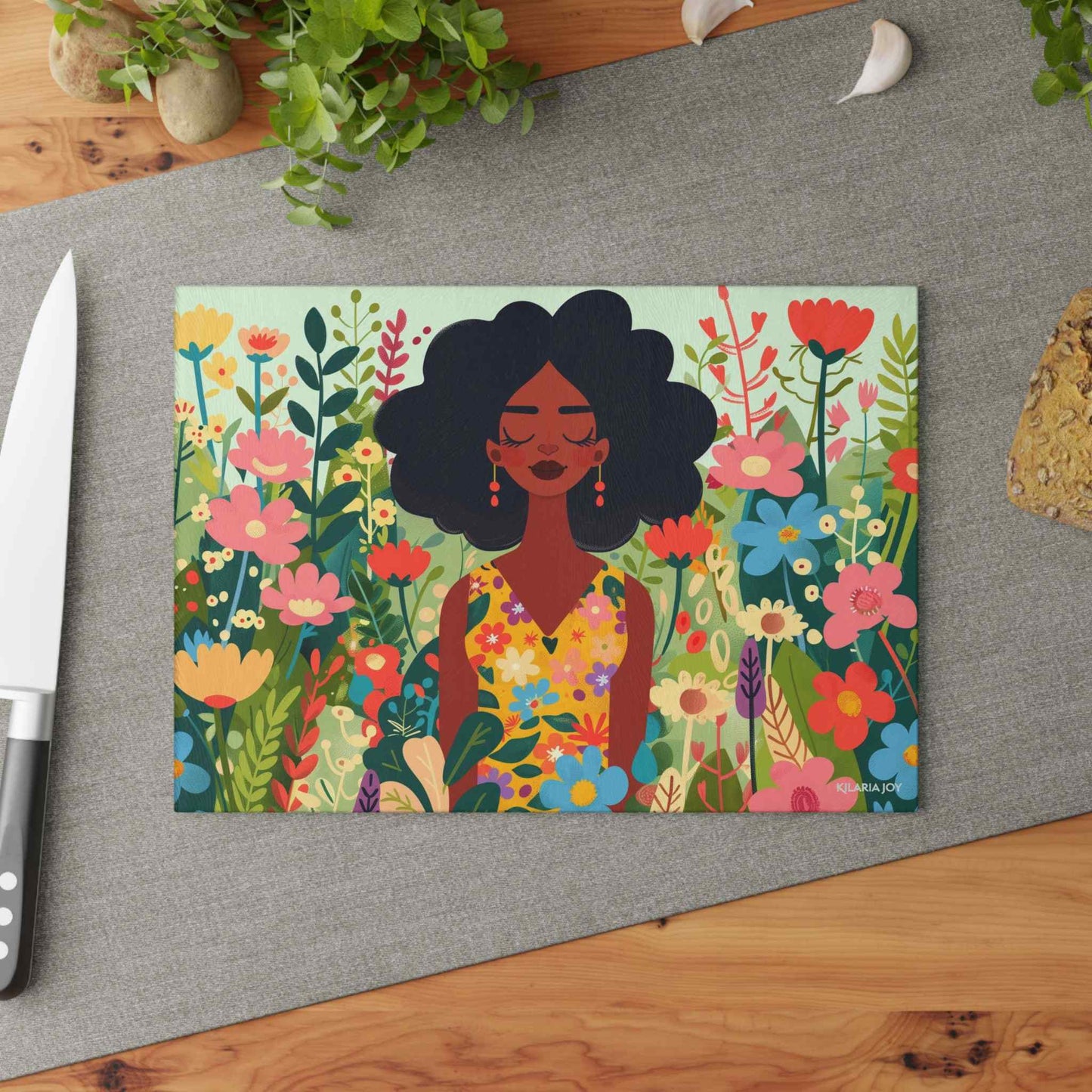 Peaceful Petals Premium Glass Cutting Board