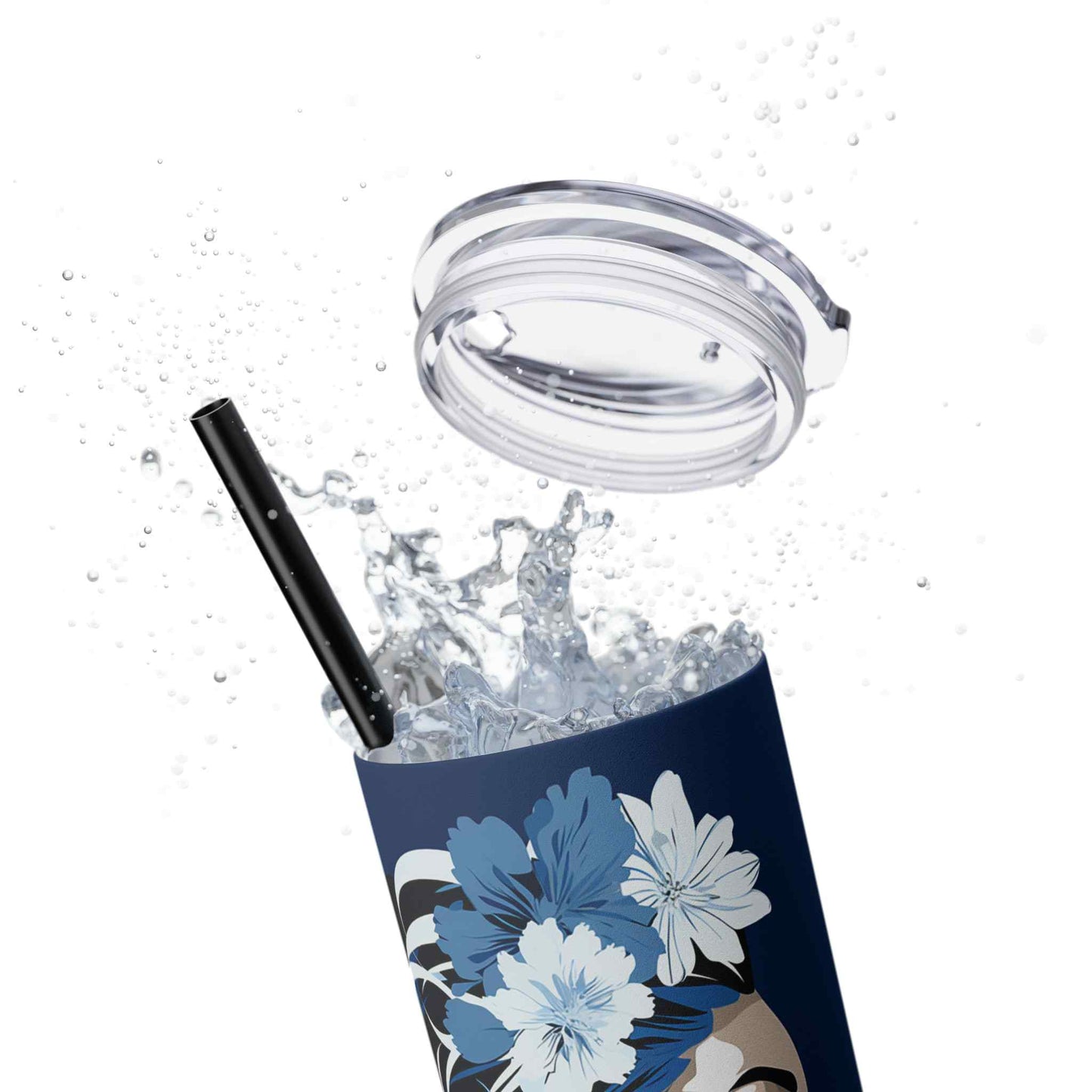 Cobalt Contemplation Skinny Tumbler with Straw, 20oz