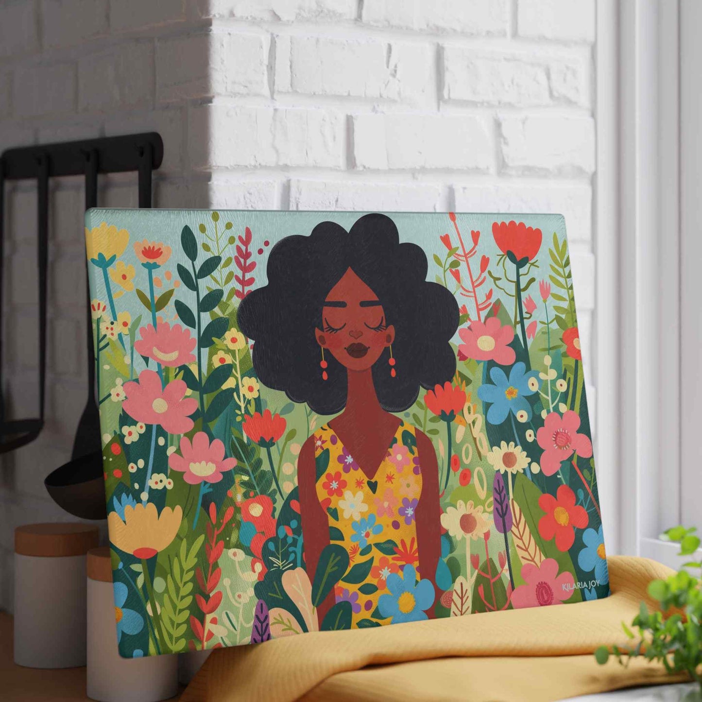 Peaceful Petals Premium Glass Cutting Board