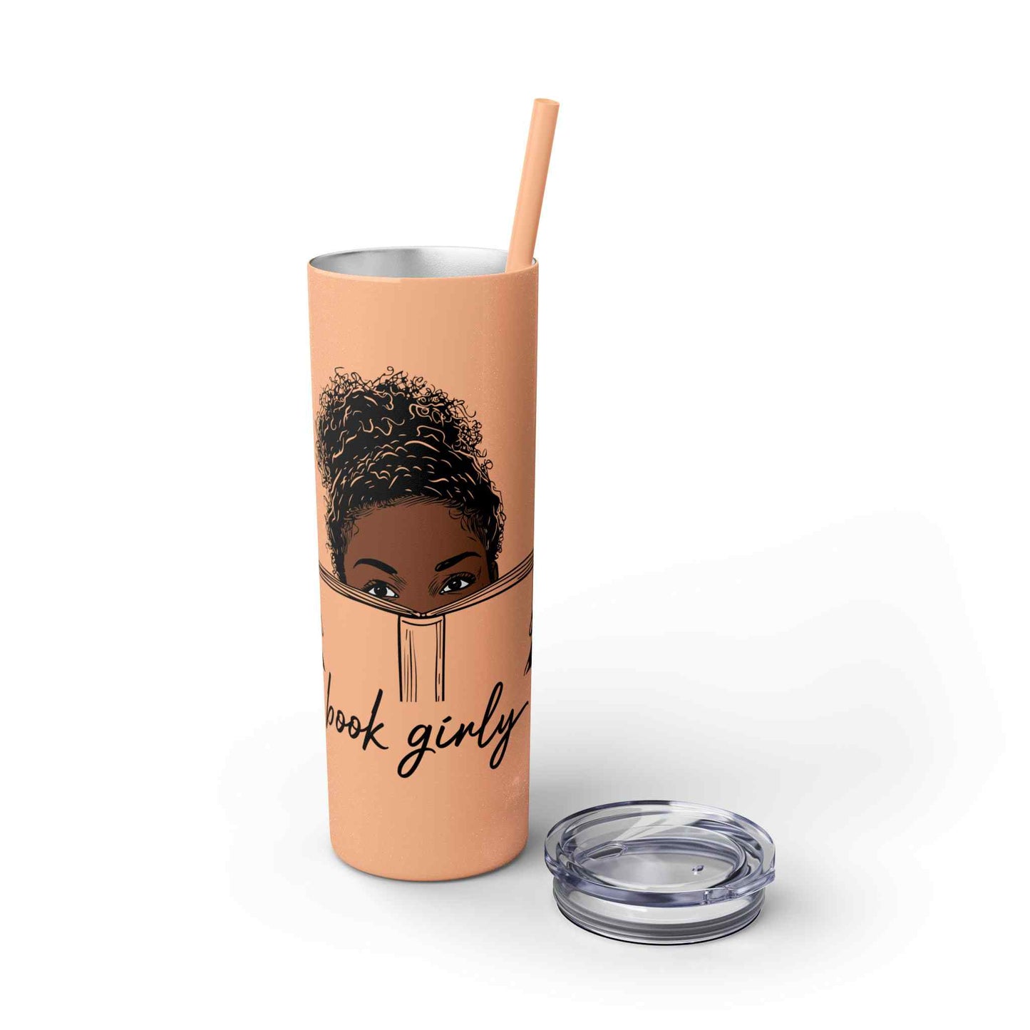 Book Girly Skinny Tumbler with Straw, 20oz