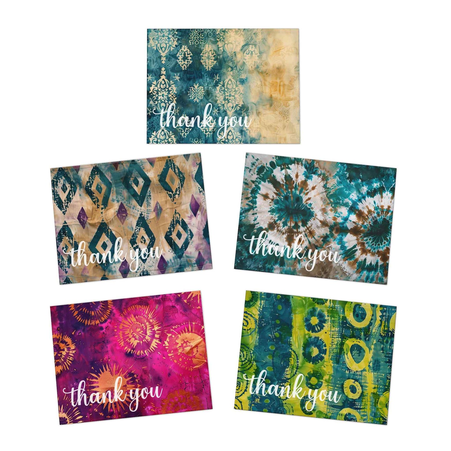 Bright Batik Multi-Design Thank You Cards (5-Pack)