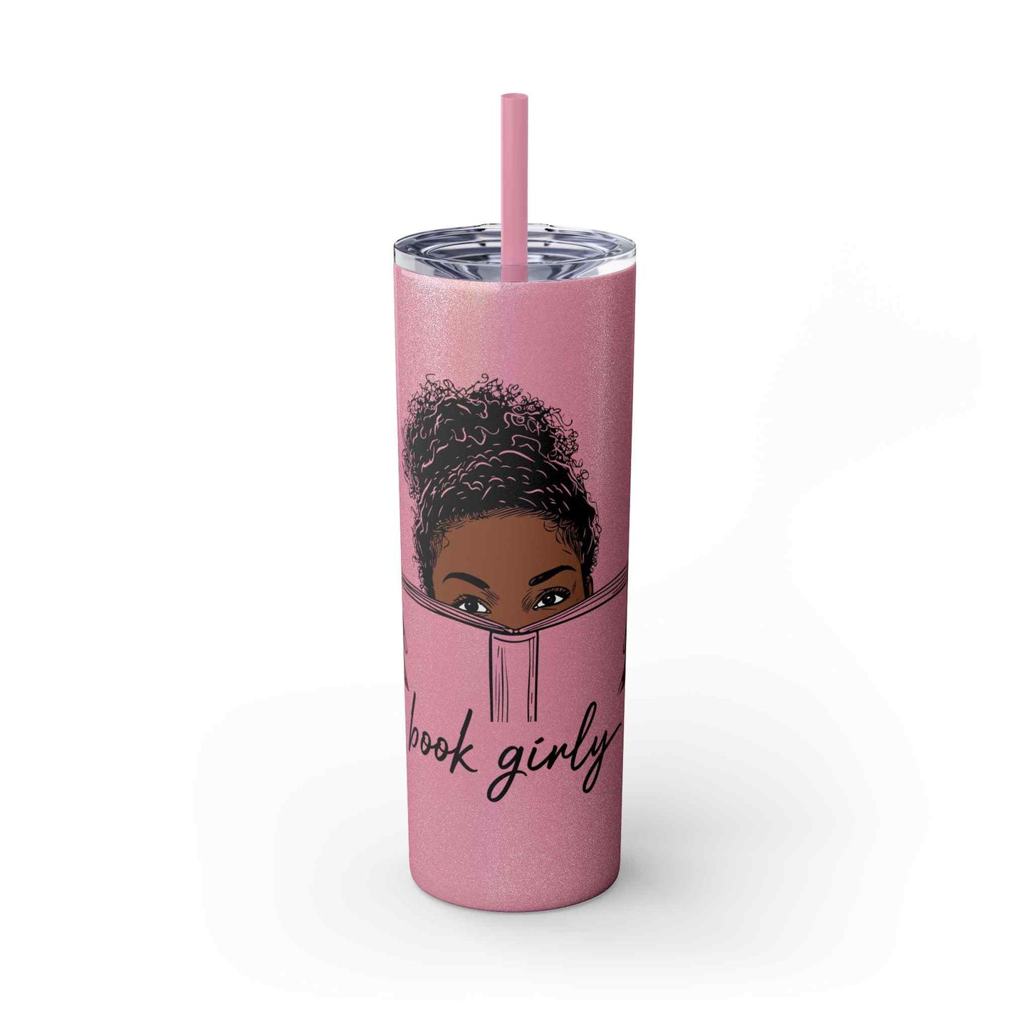 Book Girly Skinny Tumbler with Straw, 20oz