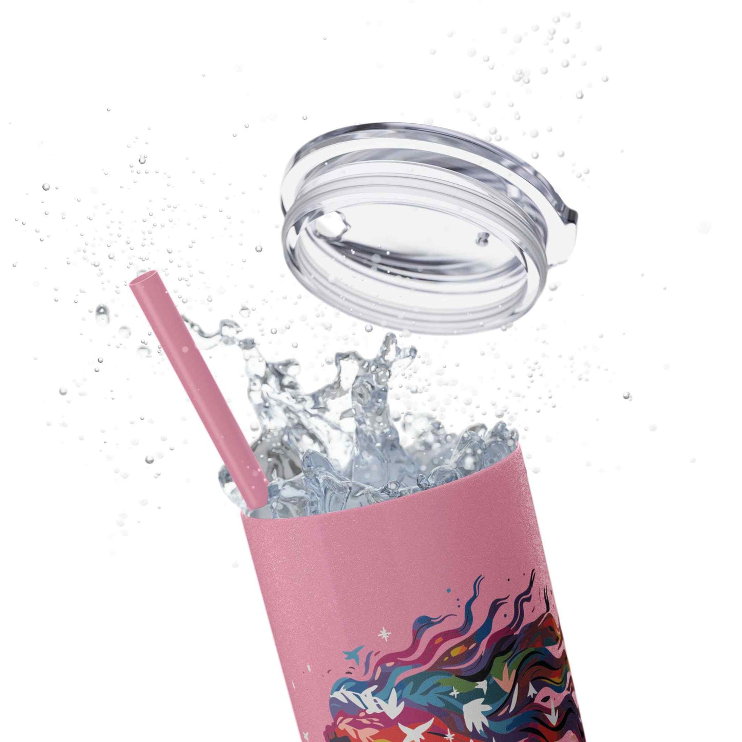 Blush Beauty Skinny Tumbler with Straw, 20oz