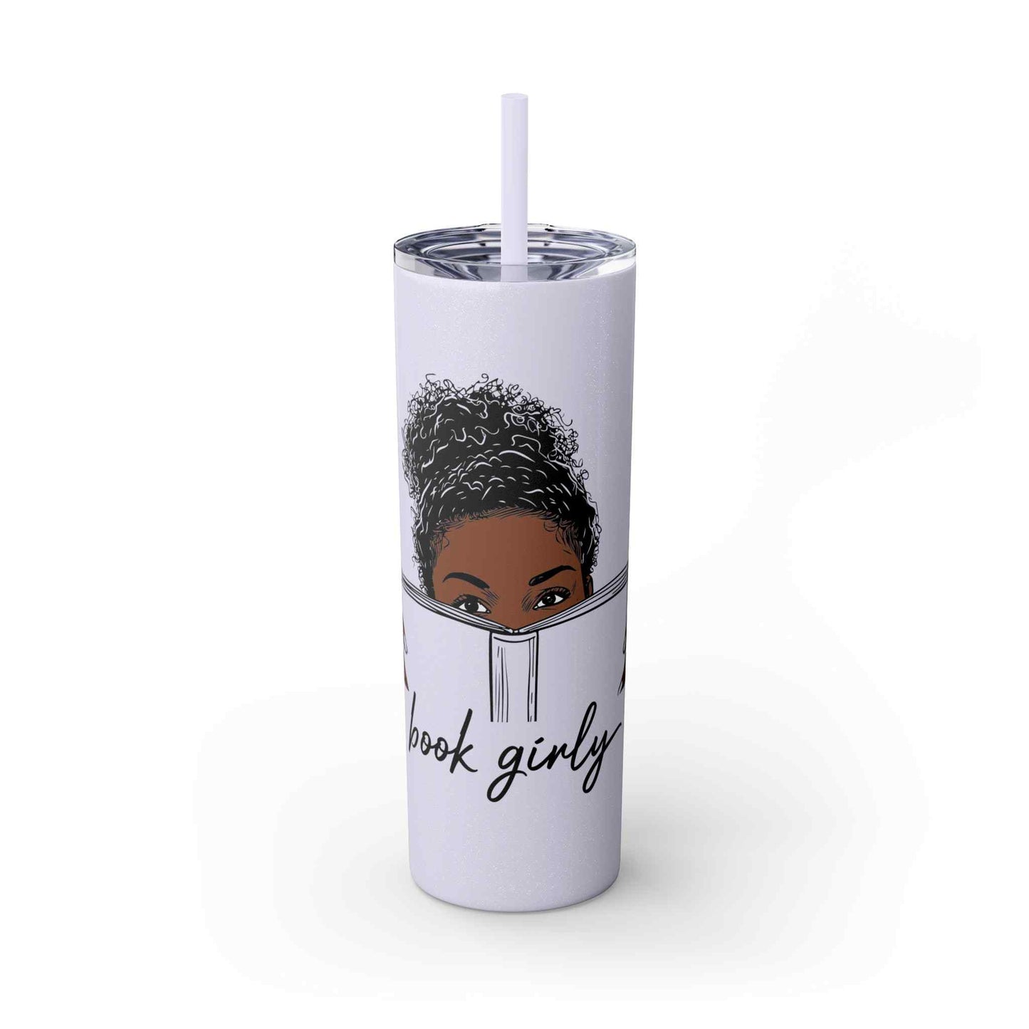 Book Girly Skinny Tumbler with Straw, 20oz