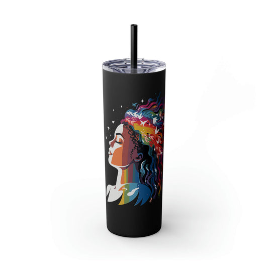 Blush Beauty Skinny Tumbler with Straw, 20oz