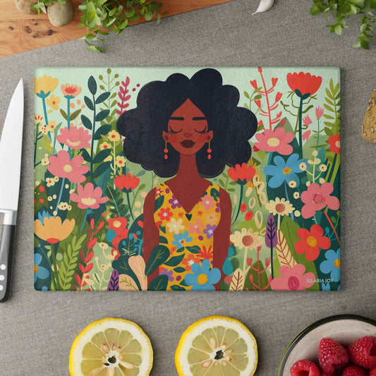 Peaceful Petals Premium Glass Cutting Board