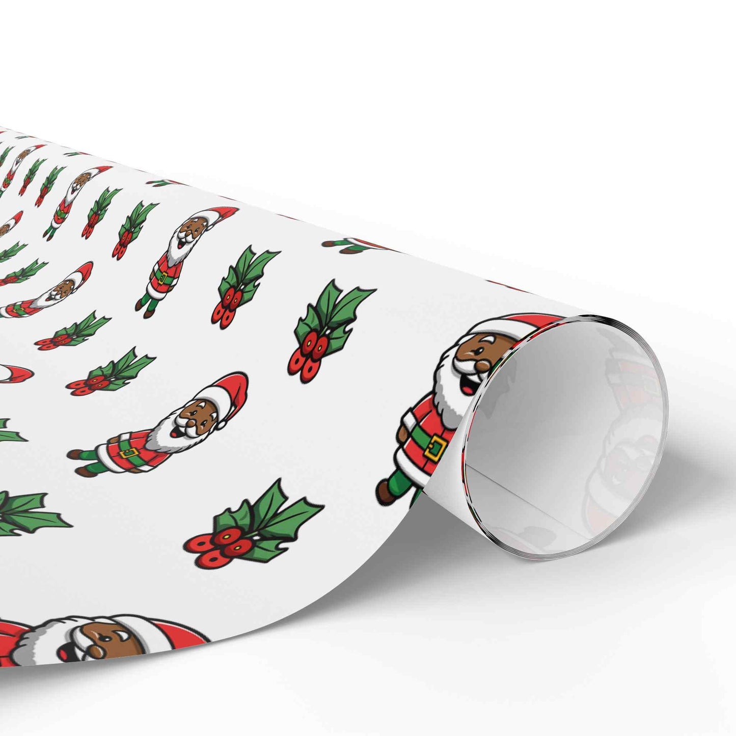 Holly Jolly Santa Wrapping Paper - White