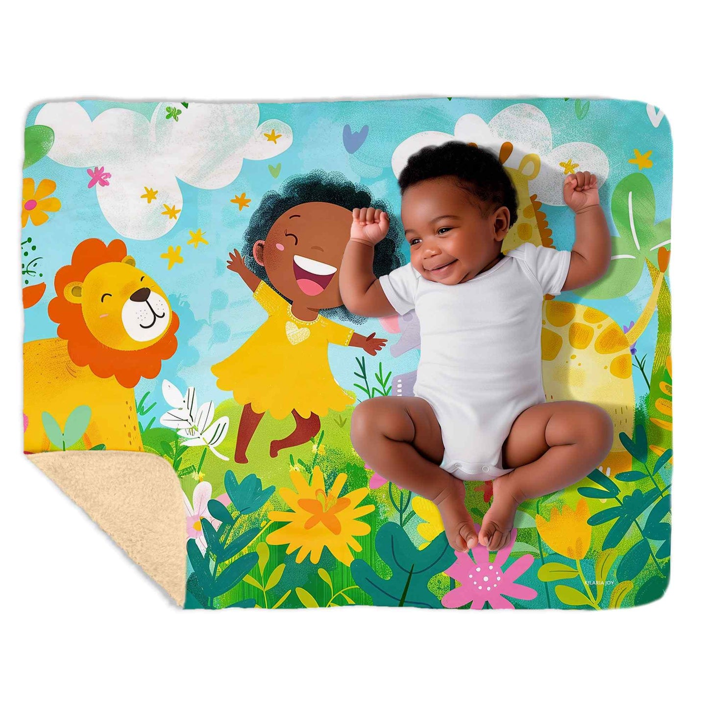 Jungle Friends Adventure Snuggly Sherpa Baby Blanket, 40"x30"