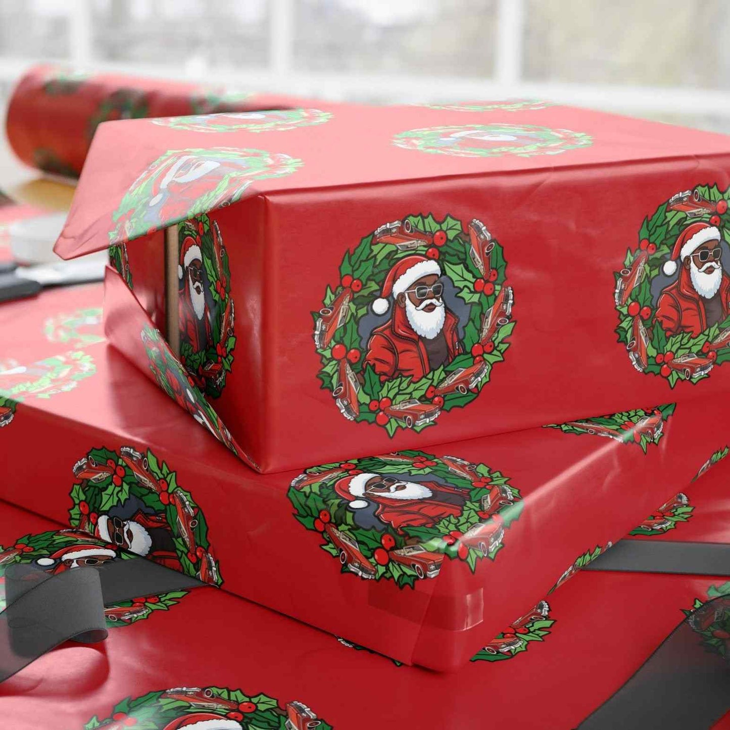 Sleighin' with Grandaddy Claus Red Wrapping Paper