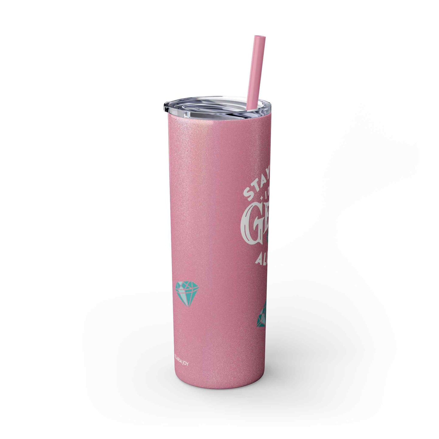 Dropping Gems Skinny Tumbler with Straw, 20oz