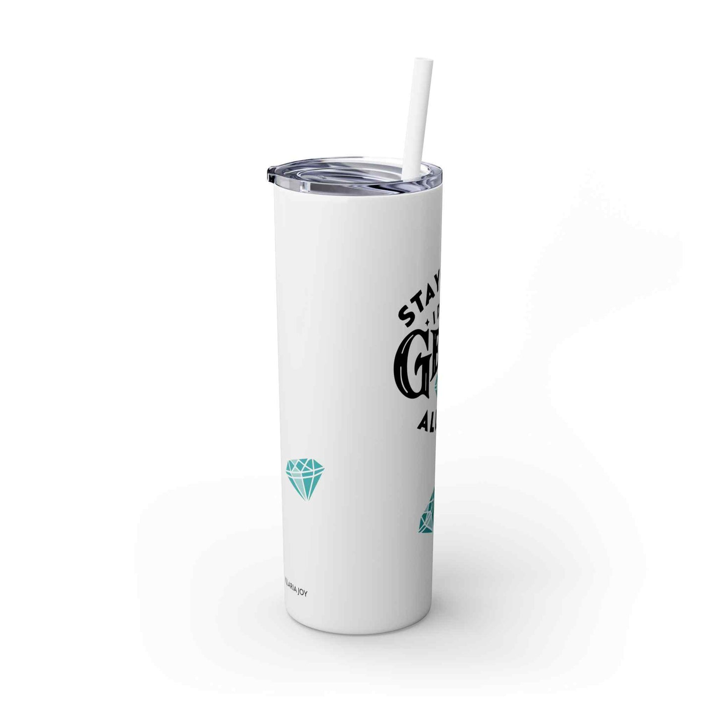 Dropping Gems Skinny Tumbler with Straw, 20oz