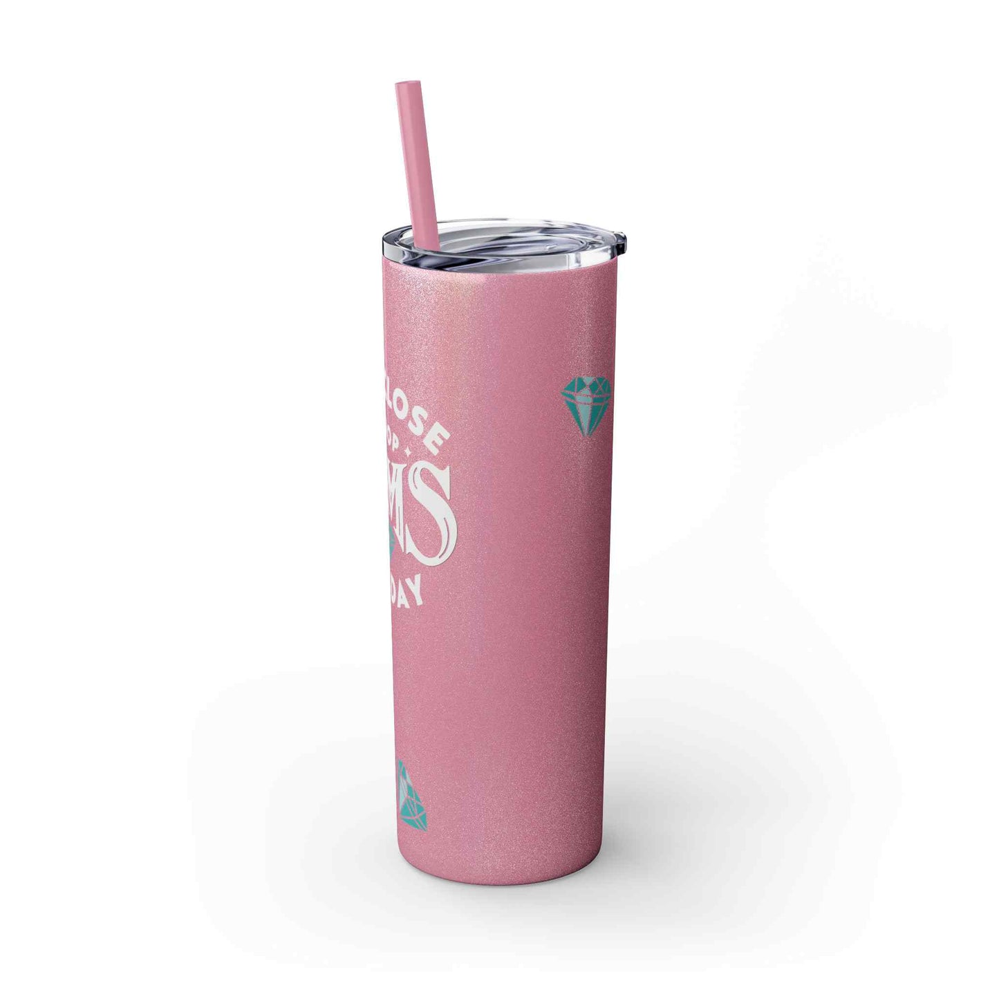 Dropping Gems Skinny Tumbler with Straw, 20oz