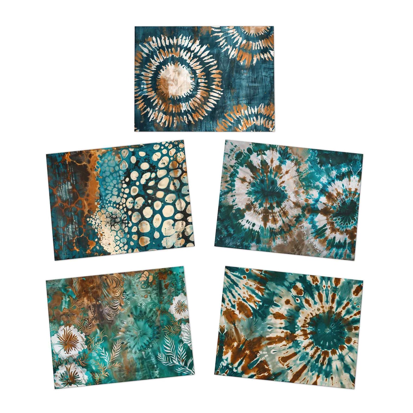 Tranquil Batik Multi-Design Blank Note Cards (5-Pack)