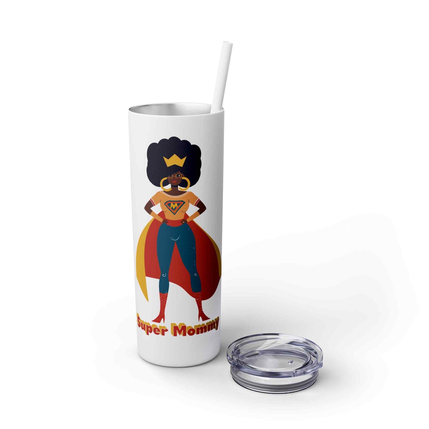 Super Mommy Skinny Tumbler with Straw, 20oz