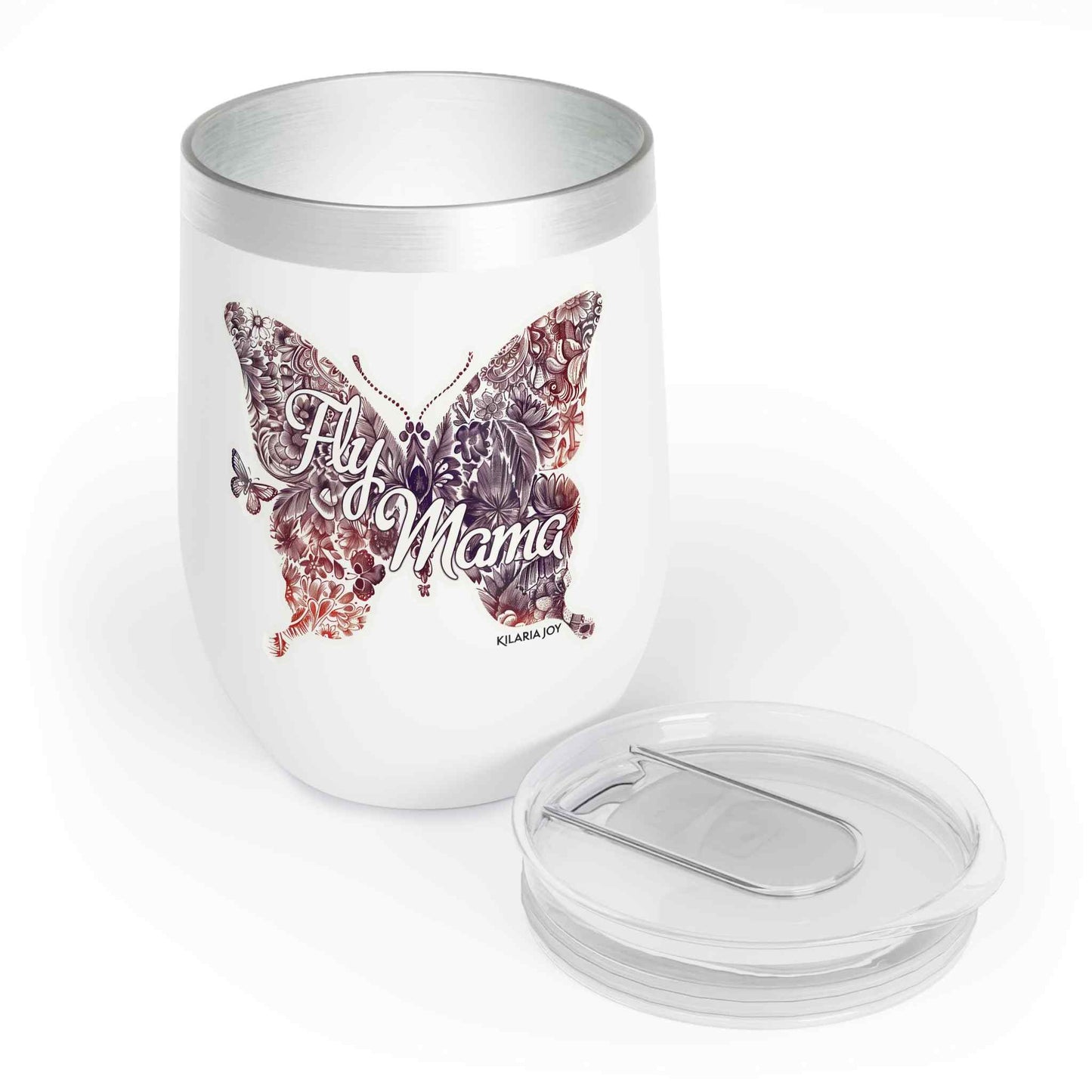 Fly Mama Wine Tumbler with Lid, 12oz