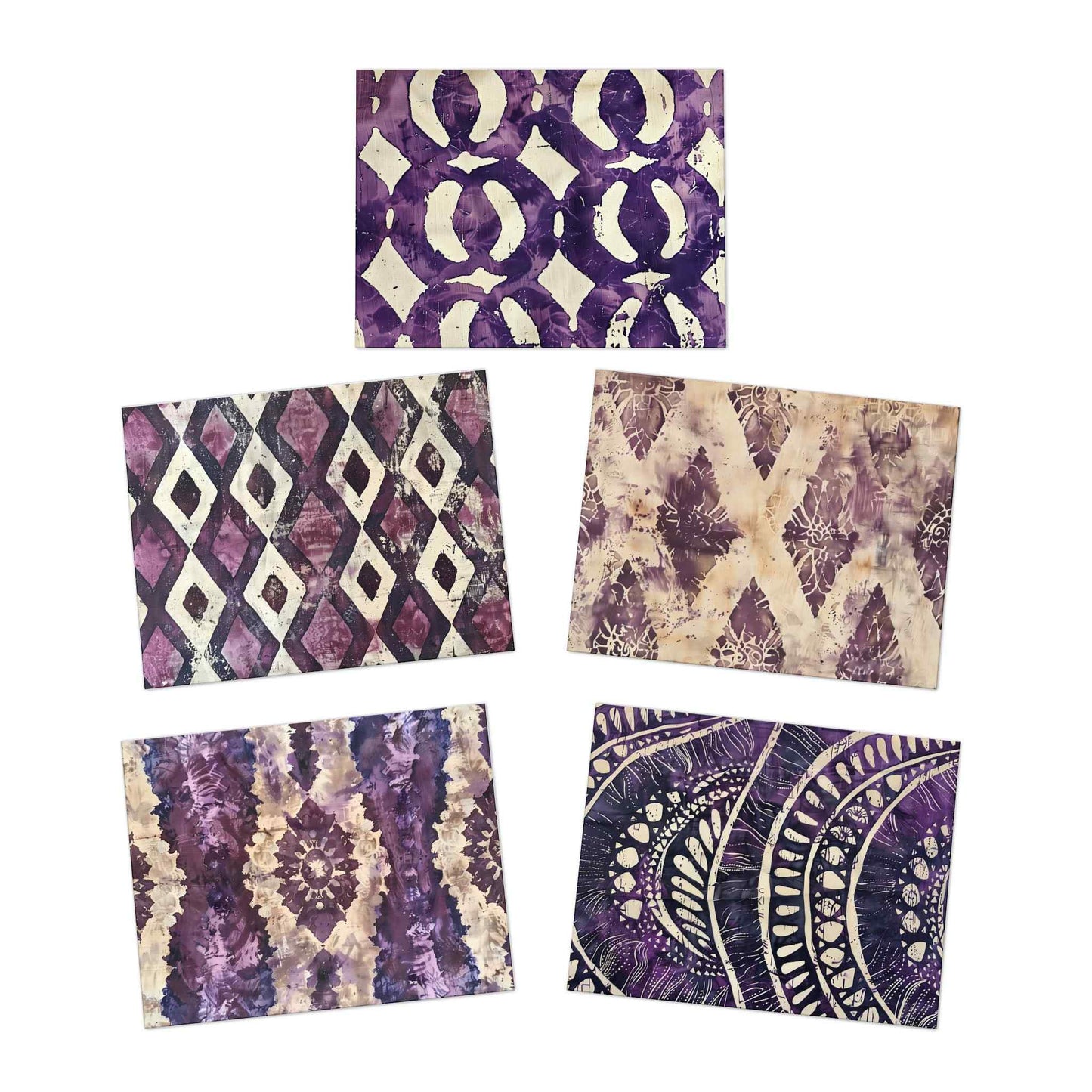 Amethyst in Batik Multi-Design Blank Note Cards (5-Pack)