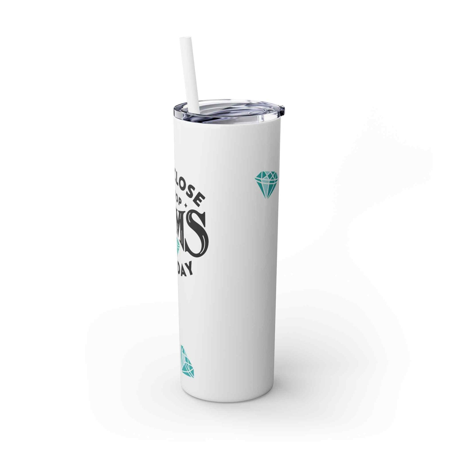 Dropping Gems Skinny Tumbler with Straw, 20oz