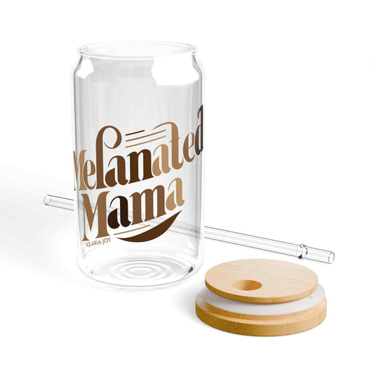 Melanated Mama Sipper Glass with Lid, 16oz