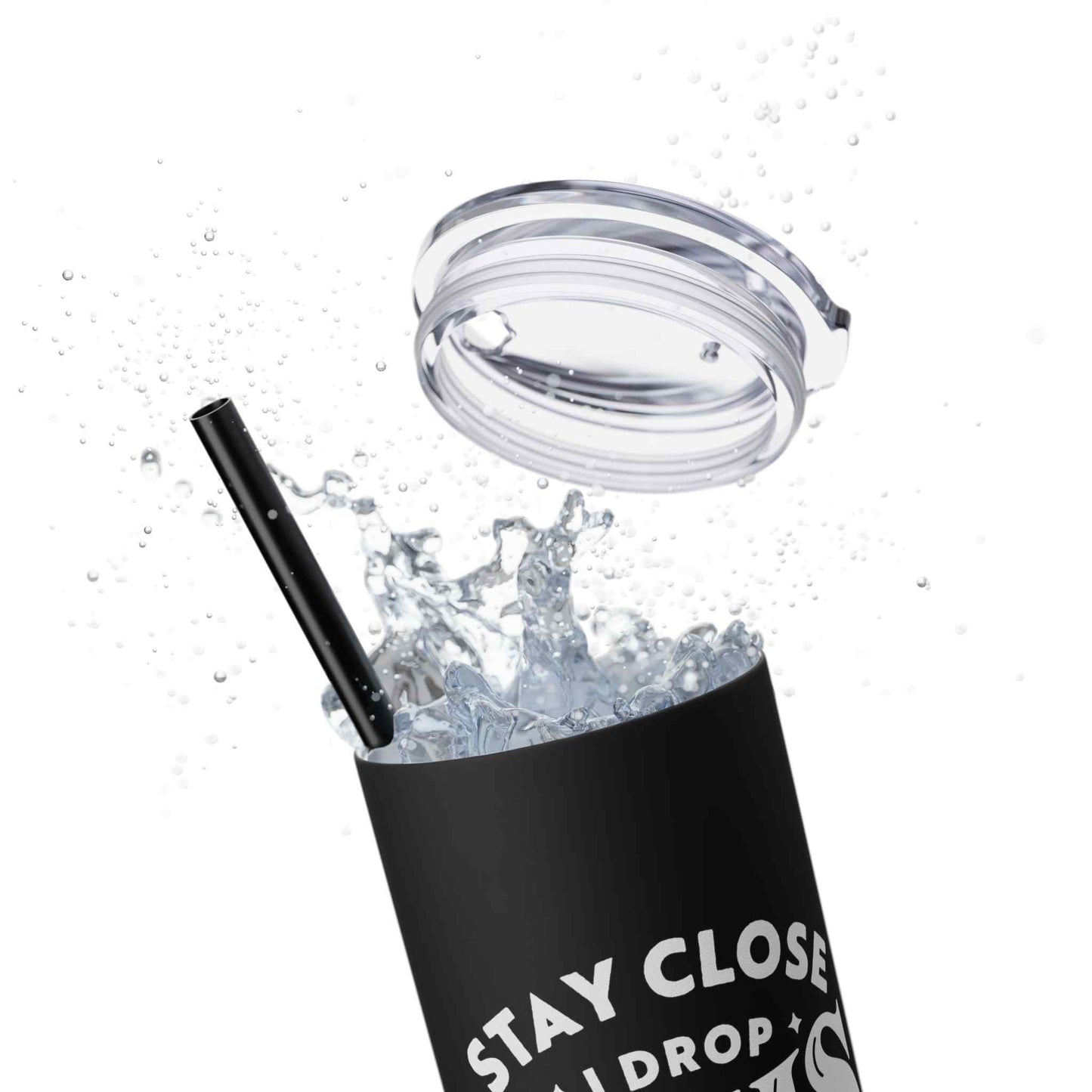 Dropping Gems Skinny Tumbler with Straw, 20oz