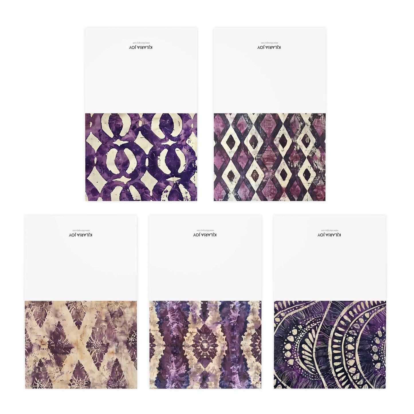 Amethyst in Batik Multi-Design Blank Note Cards (5-Pack)