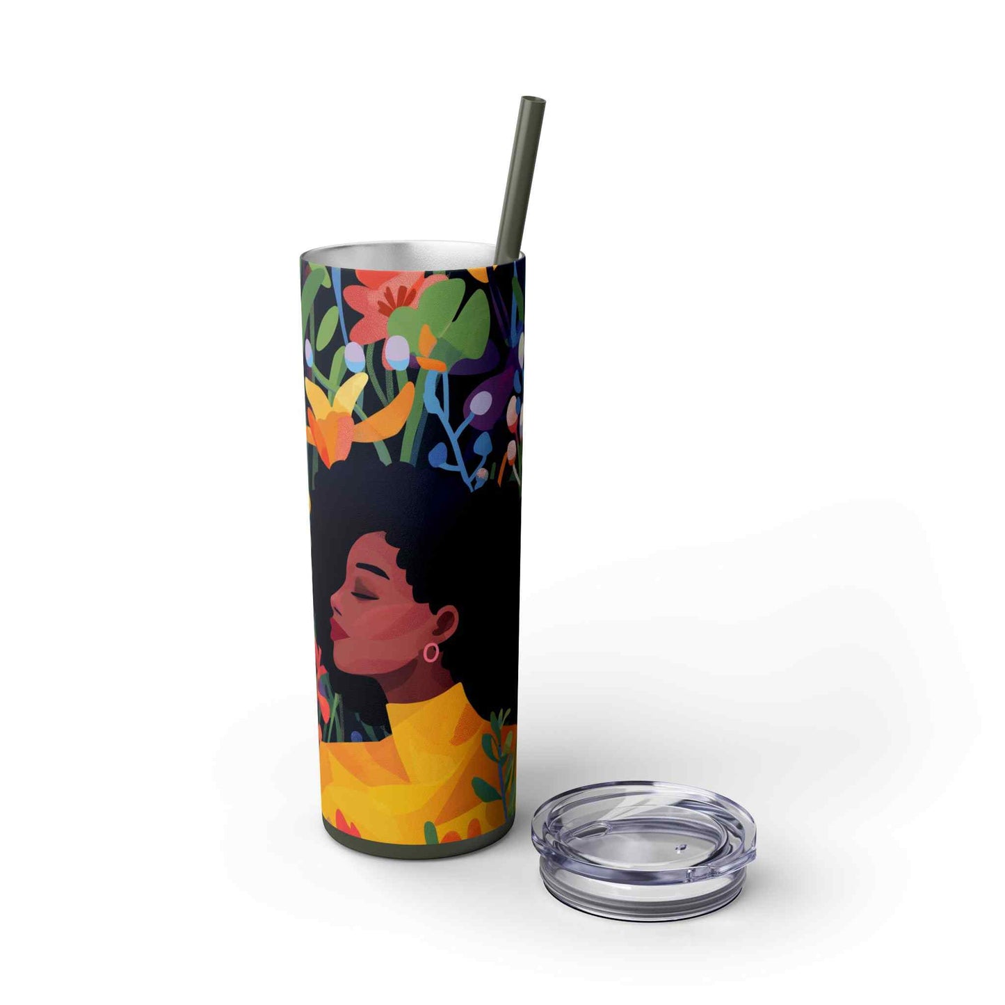 Garden Grace Skinny Tumbler with Straw, 20oz