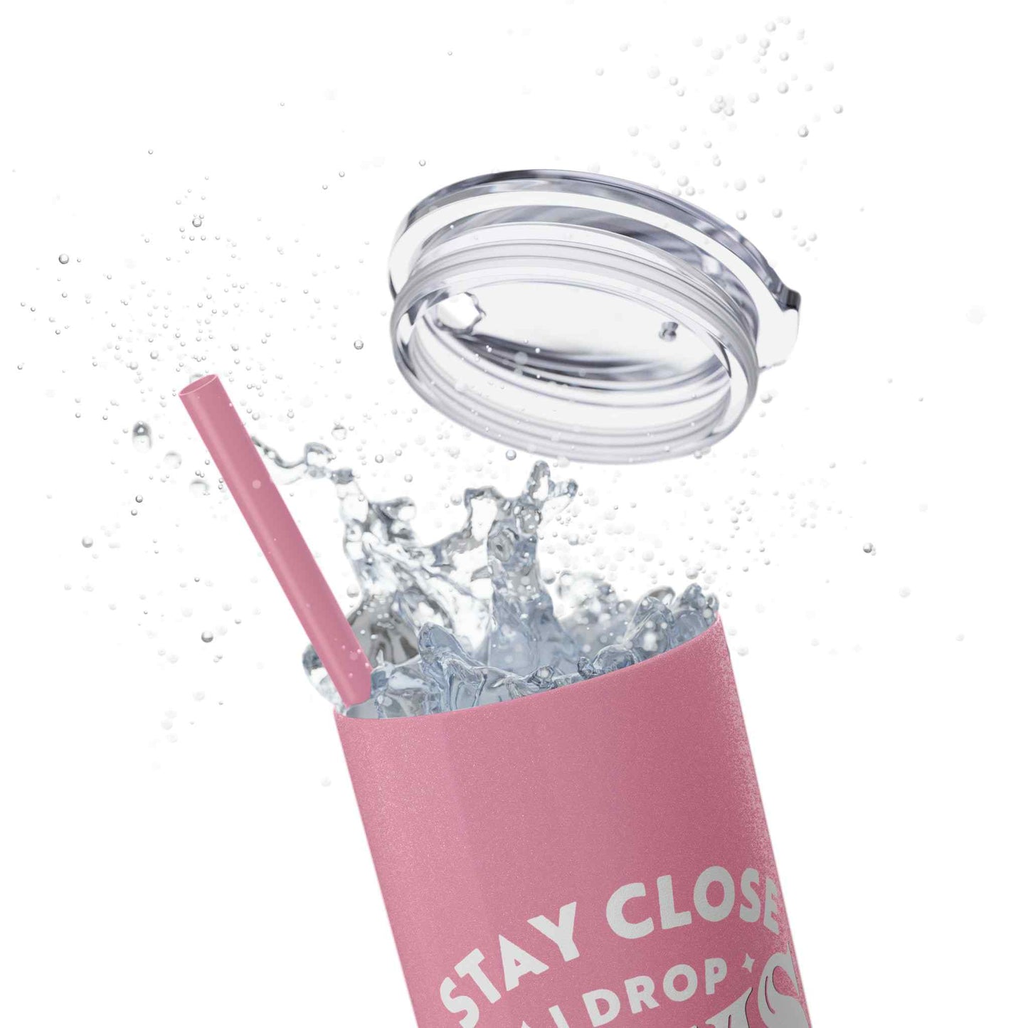 Dropping Gems Skinny Tumbler with Straw, 20oz