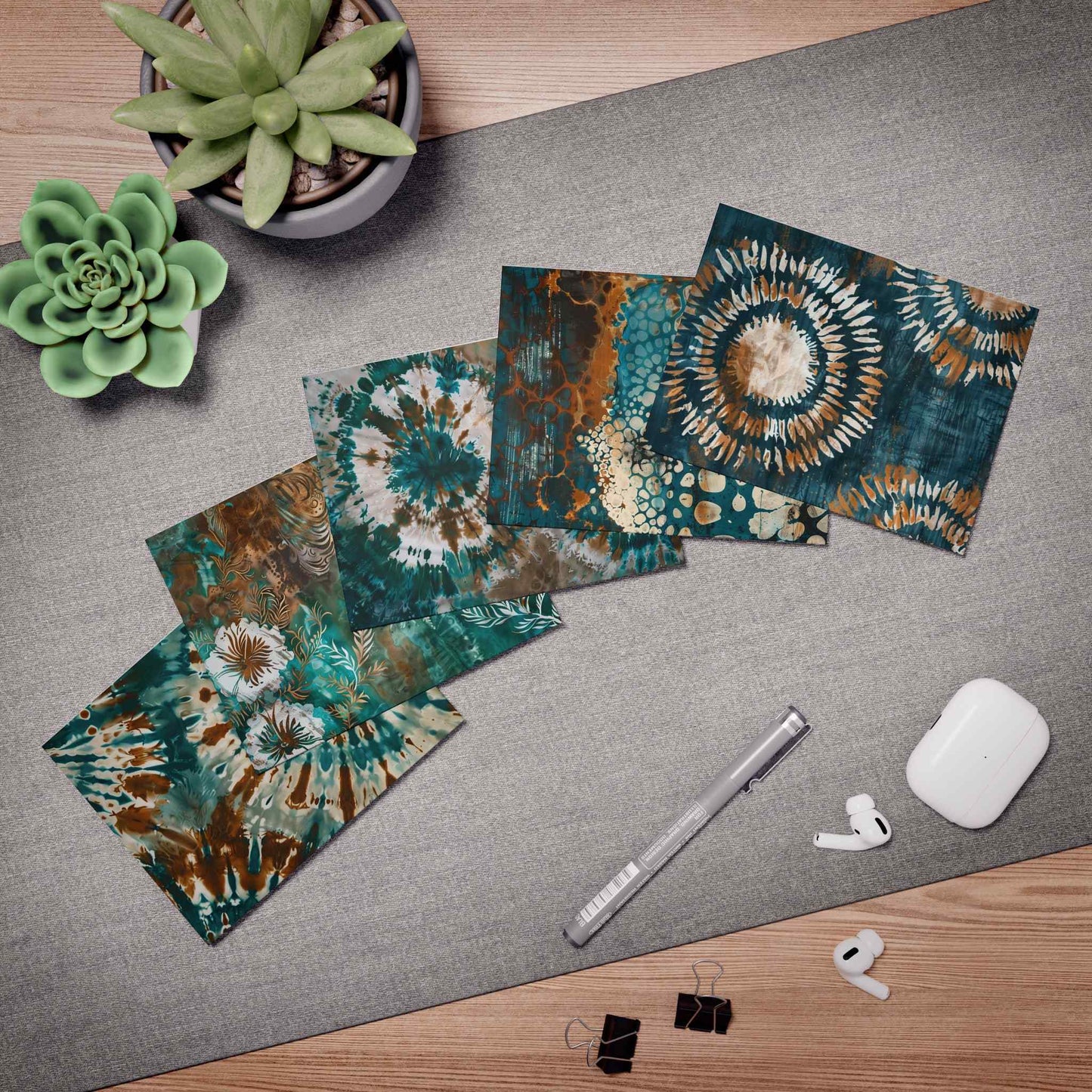 Tranquil Batik Multi-Design Blank Note Cards (5-Pack)