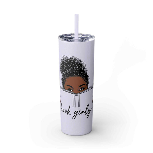 Book Girly Skinny Tumbler with Straw, 20oz