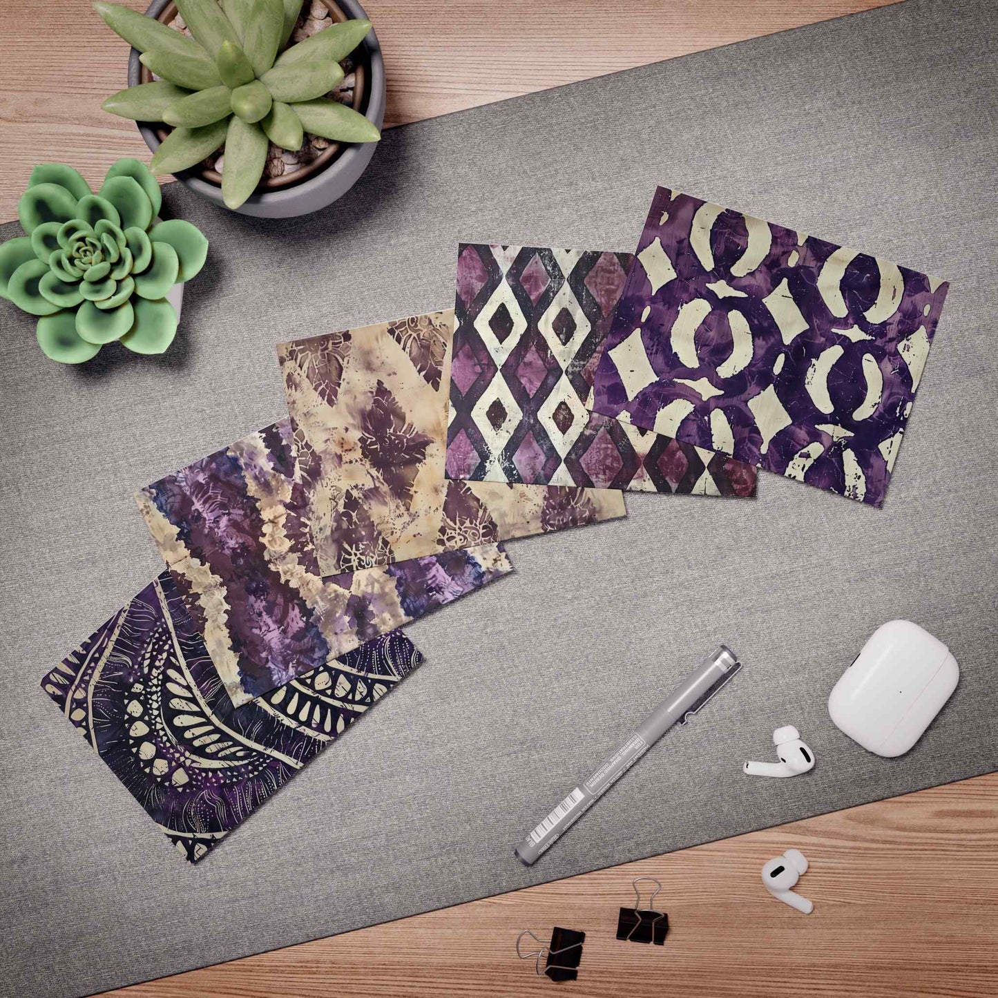 Amethyst in Batik Multi-Design Blank Note Cards (5-Pack)